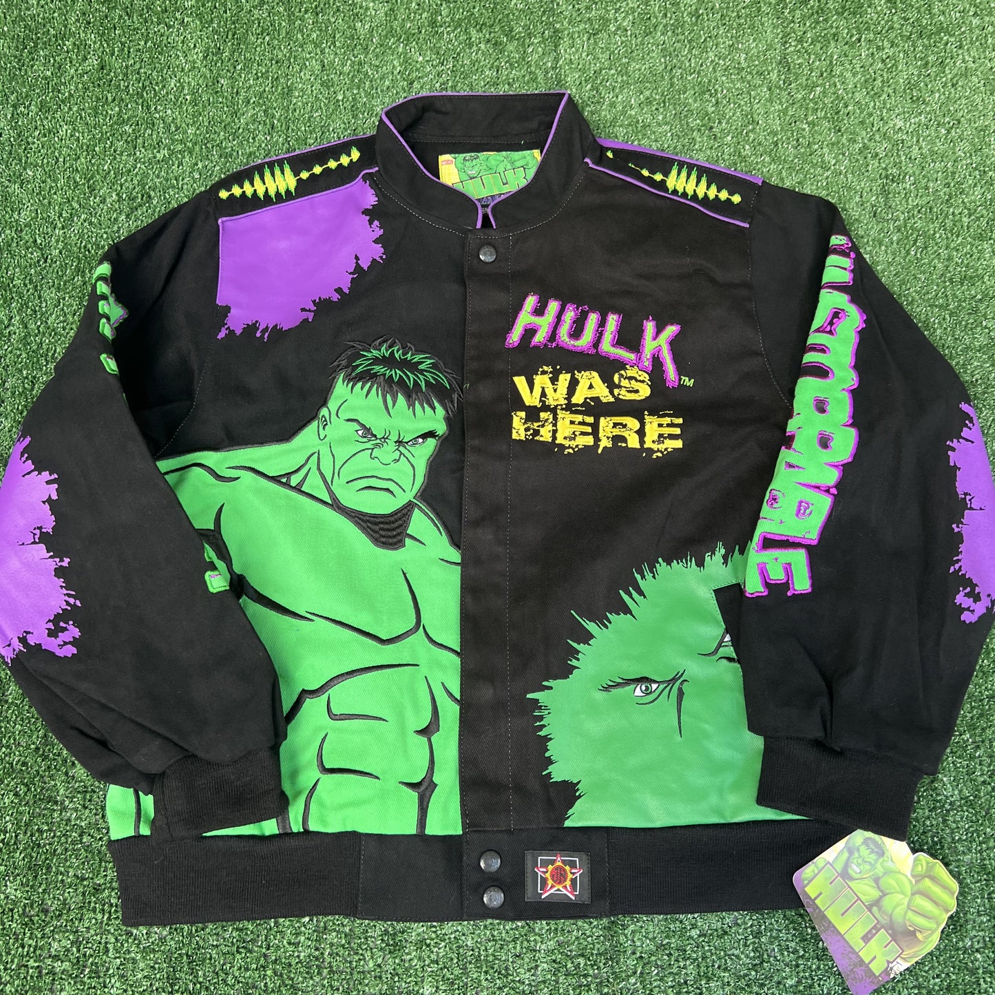 NWT VTG JH Design Hulk Jacket Youth 2XL – Black Men’s S Crop Boxy Racing Marvel