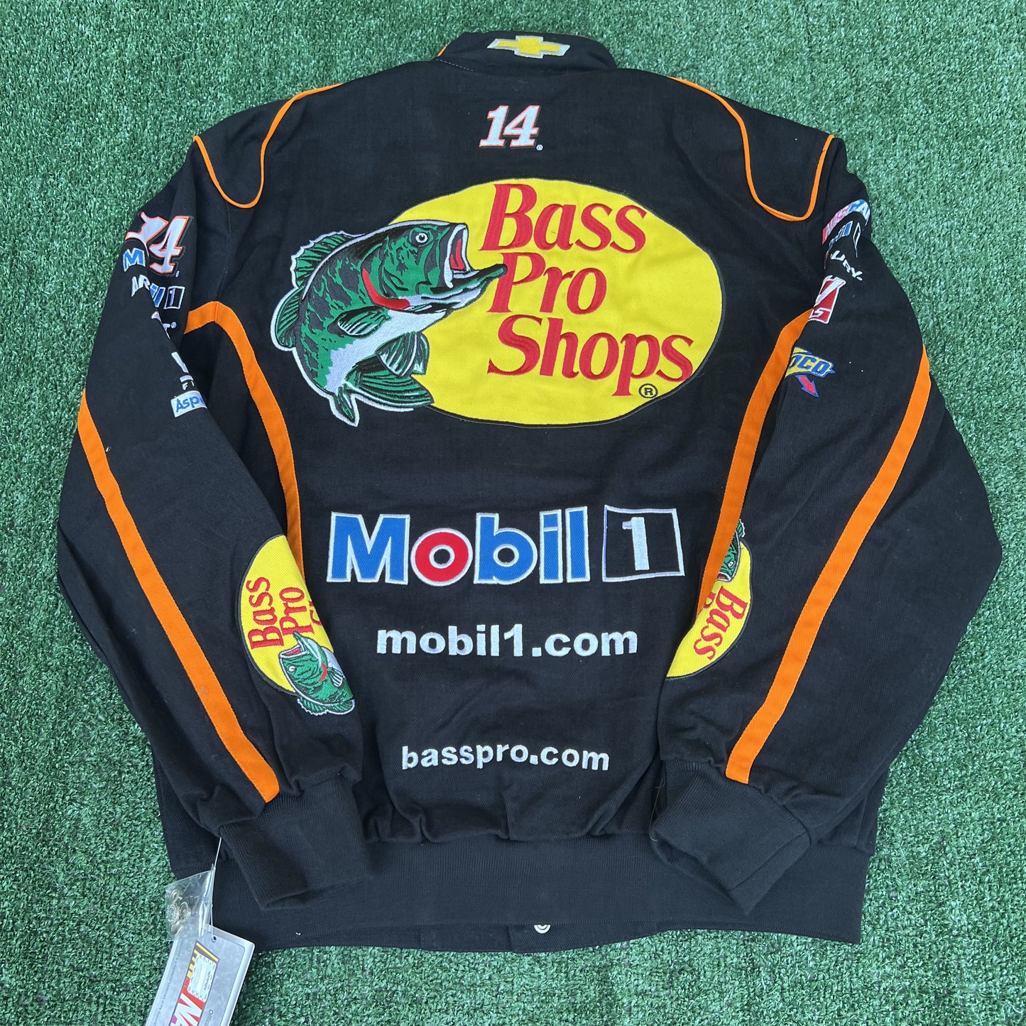 NWT VTG JH Designs Bass Pro Shops NASCAR Jacket Men’s Large – Tony Stewart #14 Black Racing