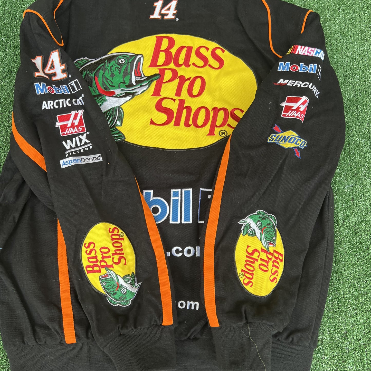 NWT VTG JH Designs Bass Pro Shops NASCAR Jacket Men’s Large – Tony Stewart #14 Black Racing