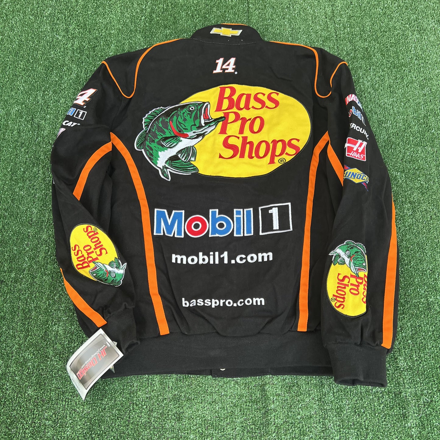 NWT VTG JH Designs Bass Pro Shops NASCAR Jacket Men’s Large – Tony Stewart #14 Black Racing