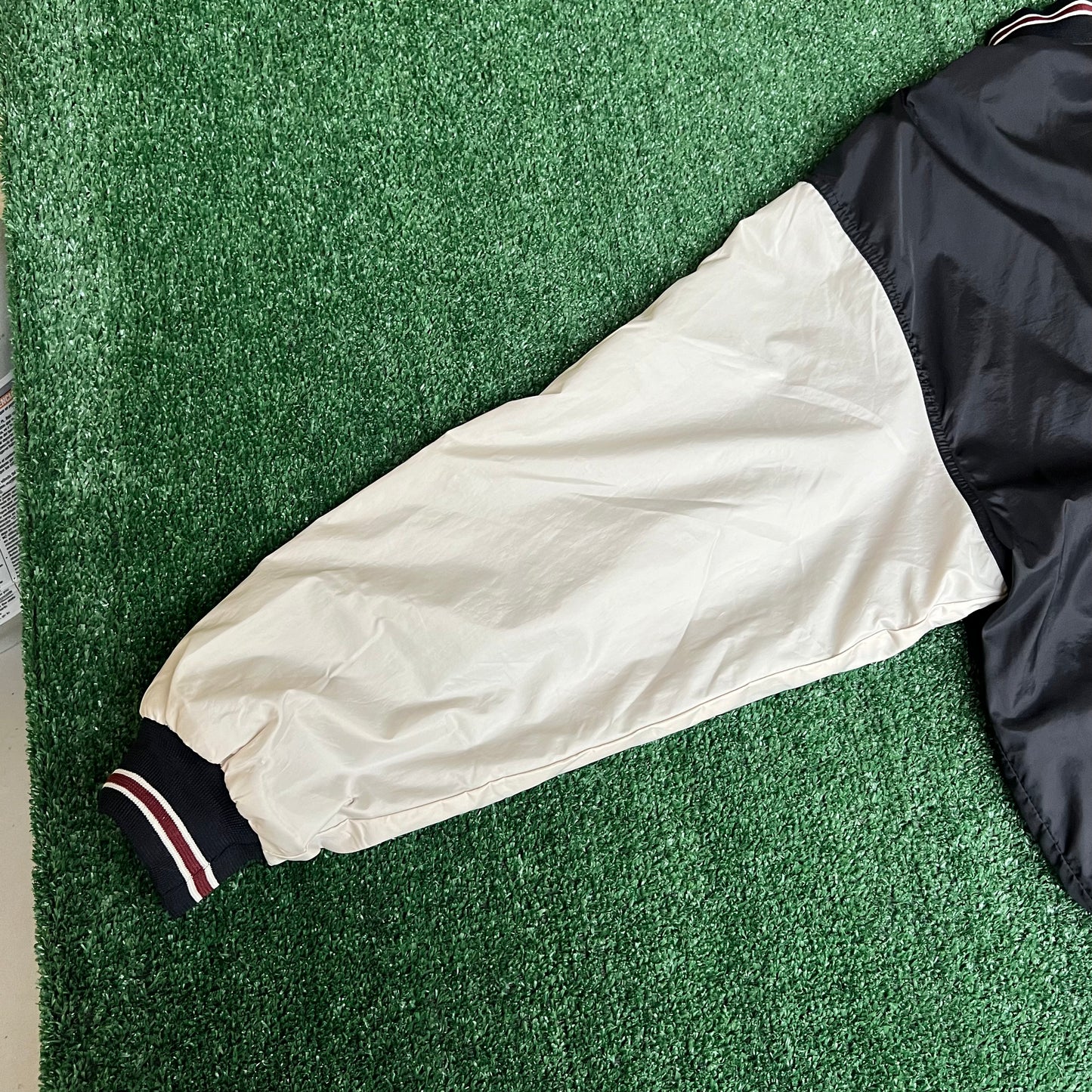 Vintage 90s Men's Nike Reversible Bomber Jacket Black Burgundy White Tag - 2XL