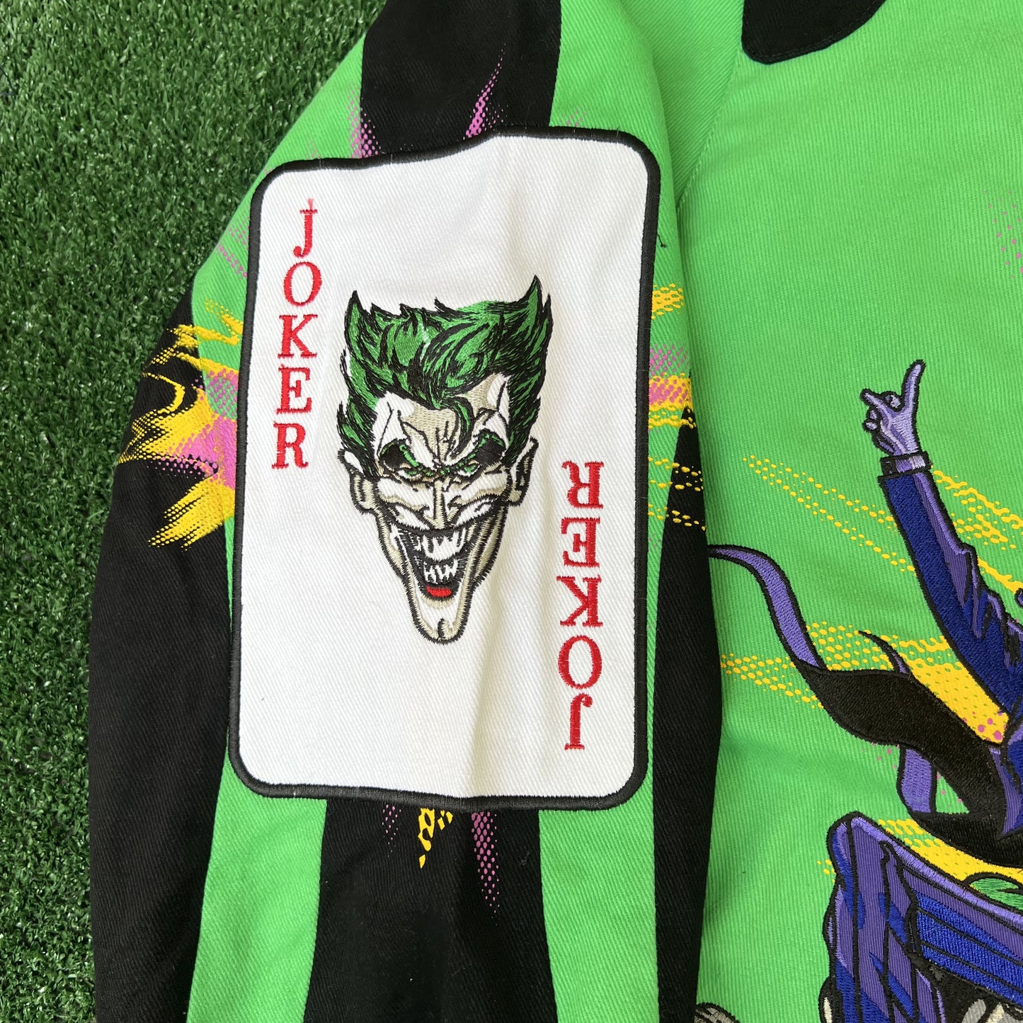 NWT VTG JH Designs Joker Jacket Men’s 2XL – Green DC Comics NASCAR Racing Boxy Fit