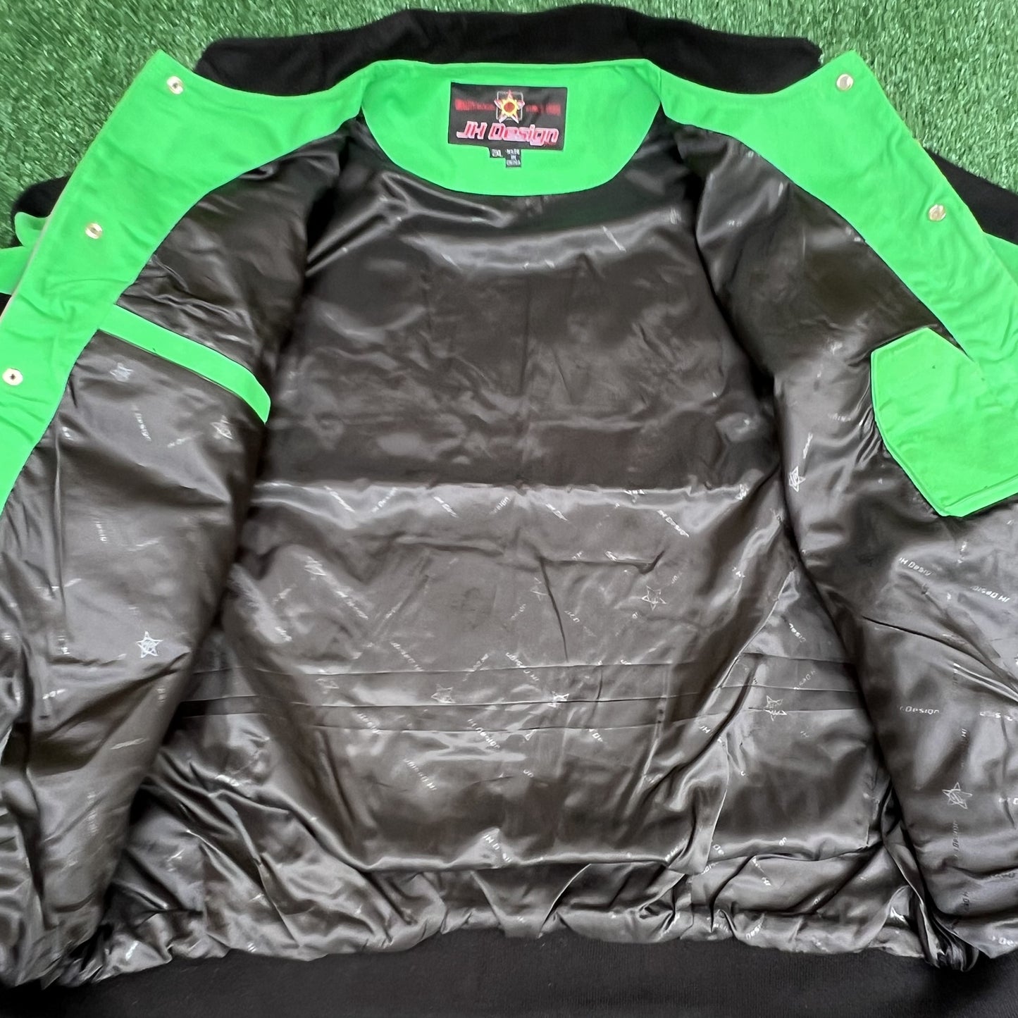 NWT VTG JH Designs Joker Jacket Men’s 2XL – Green DC Comics NASCAR Racing Boxy Fit