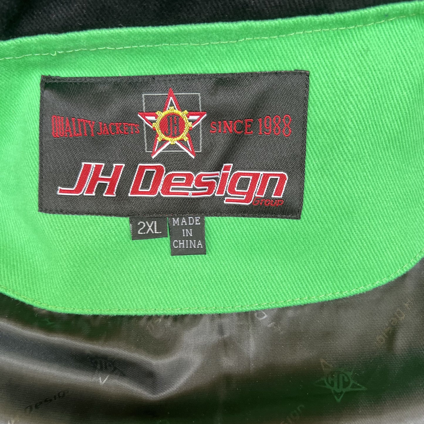 NWT VTG JH Designs Joker Jacket Men’s 2XL – Green DC Comics NASCAR Racing Boxy Fit