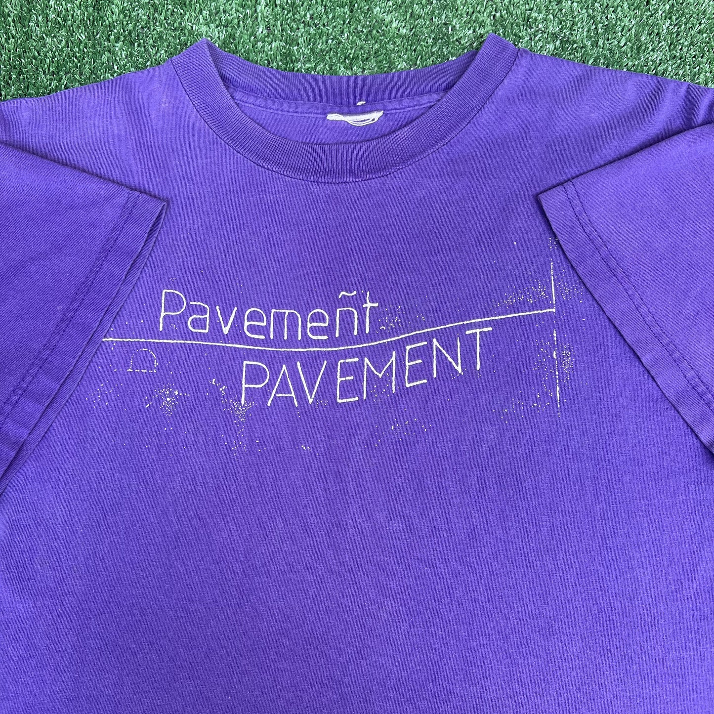 Vintage Pavement T-Shirt Mens Large Purple Indie Rock Band Spellout Rare 90s