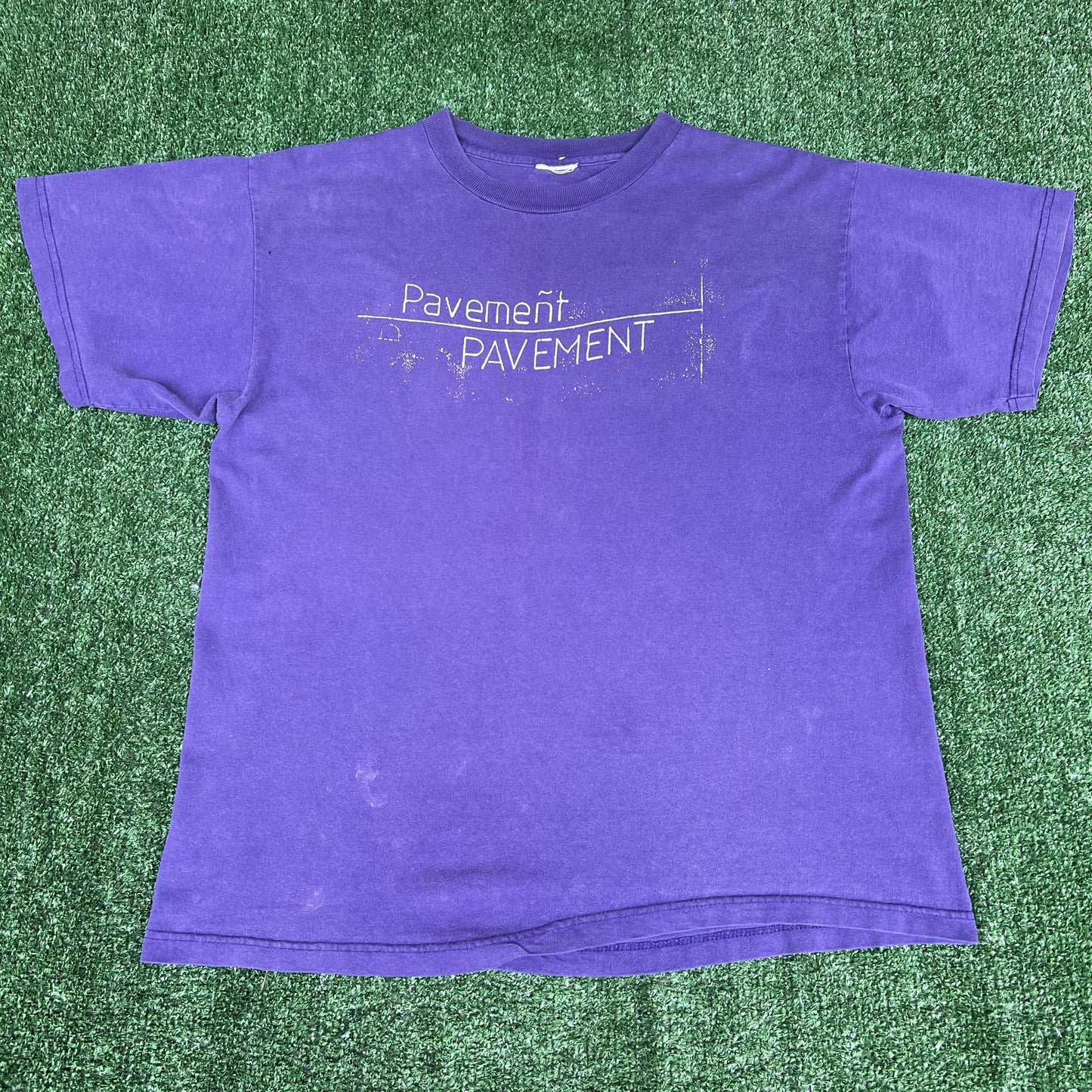 Vintage Pavement T-Shirt Mens Large Purple Indie Rock Band Spellout Rare 90s