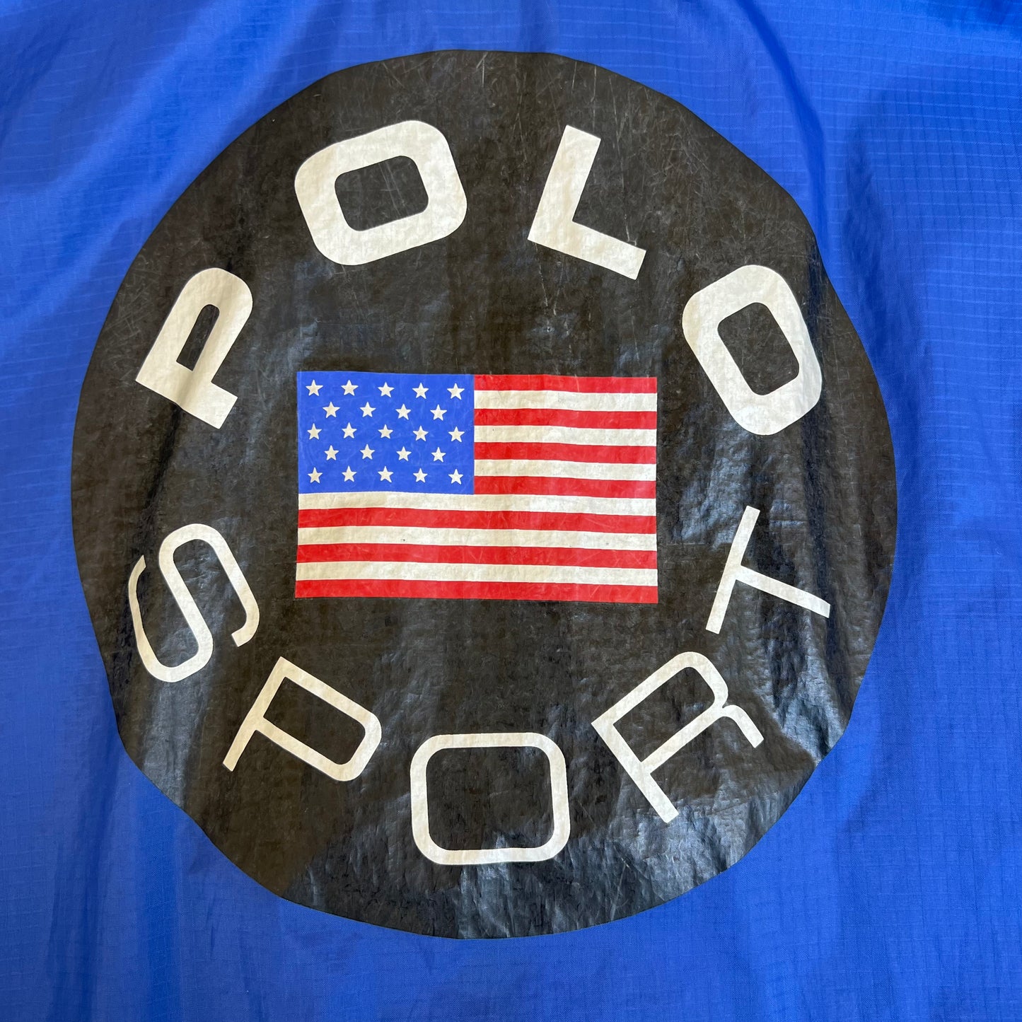 VTG 90s Men's Polo Sport Ralph Lauren American Flag Blue Nylon Windbreaker Large