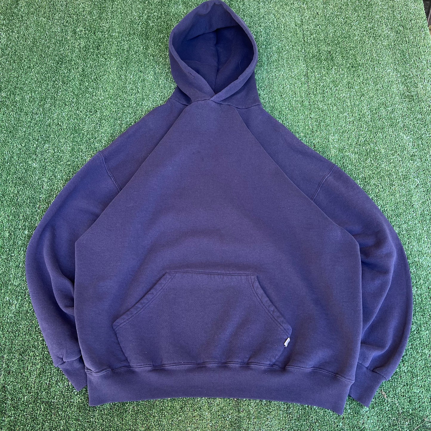 Vintage 90s Men Russell Athletic Navy Blue Boxy Hoodie 2XL Mexico 26x28.5" Kanye