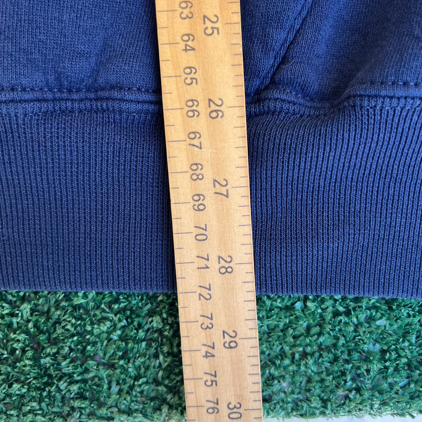 Vintage 90s Men Russell Athletic Navy Blue Boxy Hoodie 2XL Mexico 26x28.5" Kanye