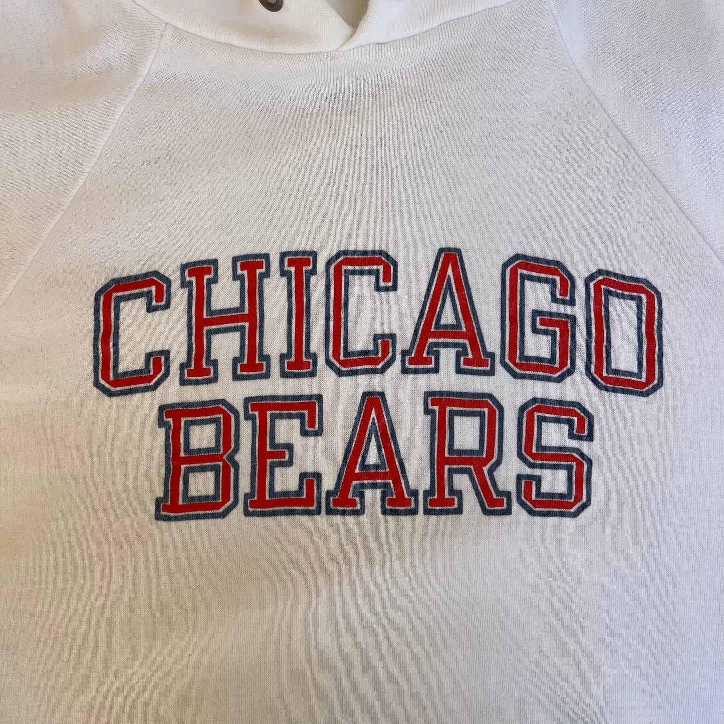 Vintage 80s Men's Champion NFL Chicago Bears White Raglan Cut Hoodie XL USA Made