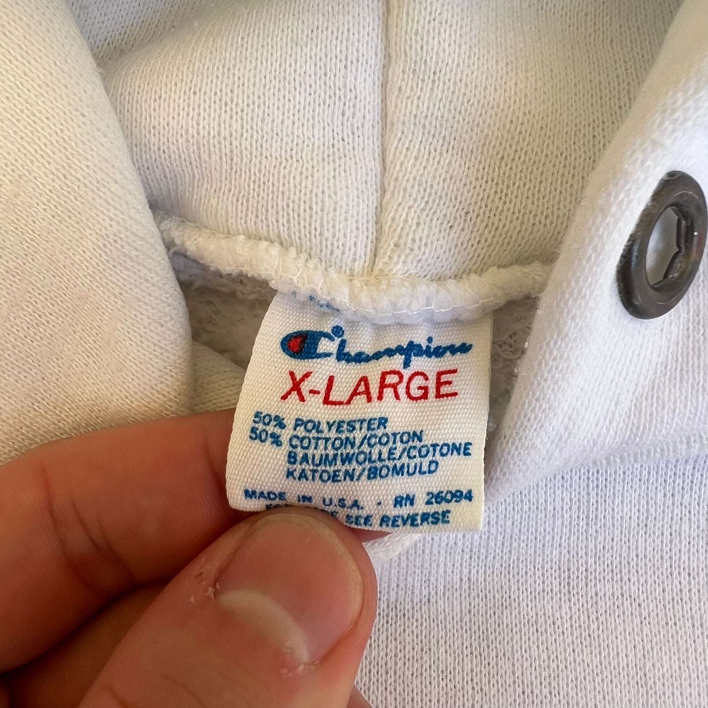Vintage 80s Men's Champion NFL Chicago Bears White Raglan Cut Hoodie XL USA Made