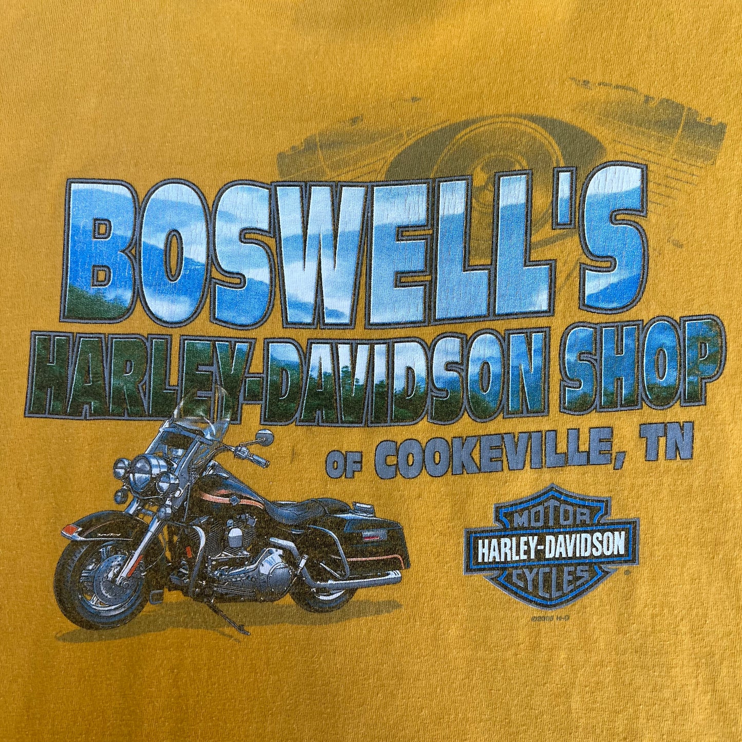 Vintage Y2K Men's Harley Davidson Flaming Ace Tribal Yellow T-Shirt XL USA