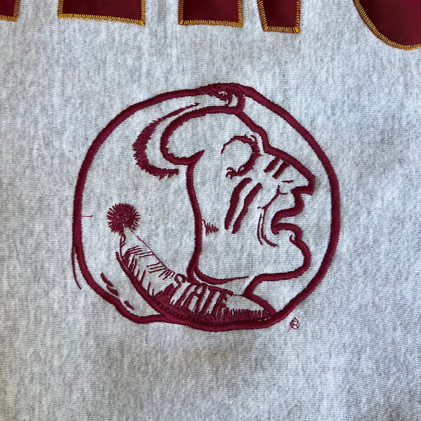 Vintage 90s Men's Legends Athletics Gray AOP Spellout Crewneck Sweatshirt Large