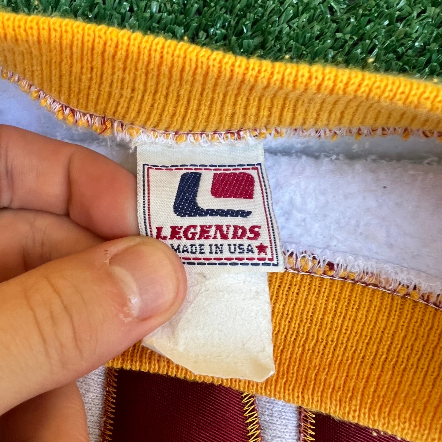 Vintage 90s Men's Legends Athletics Gray AOP Spellout Crewneck Sweatshirt Large
