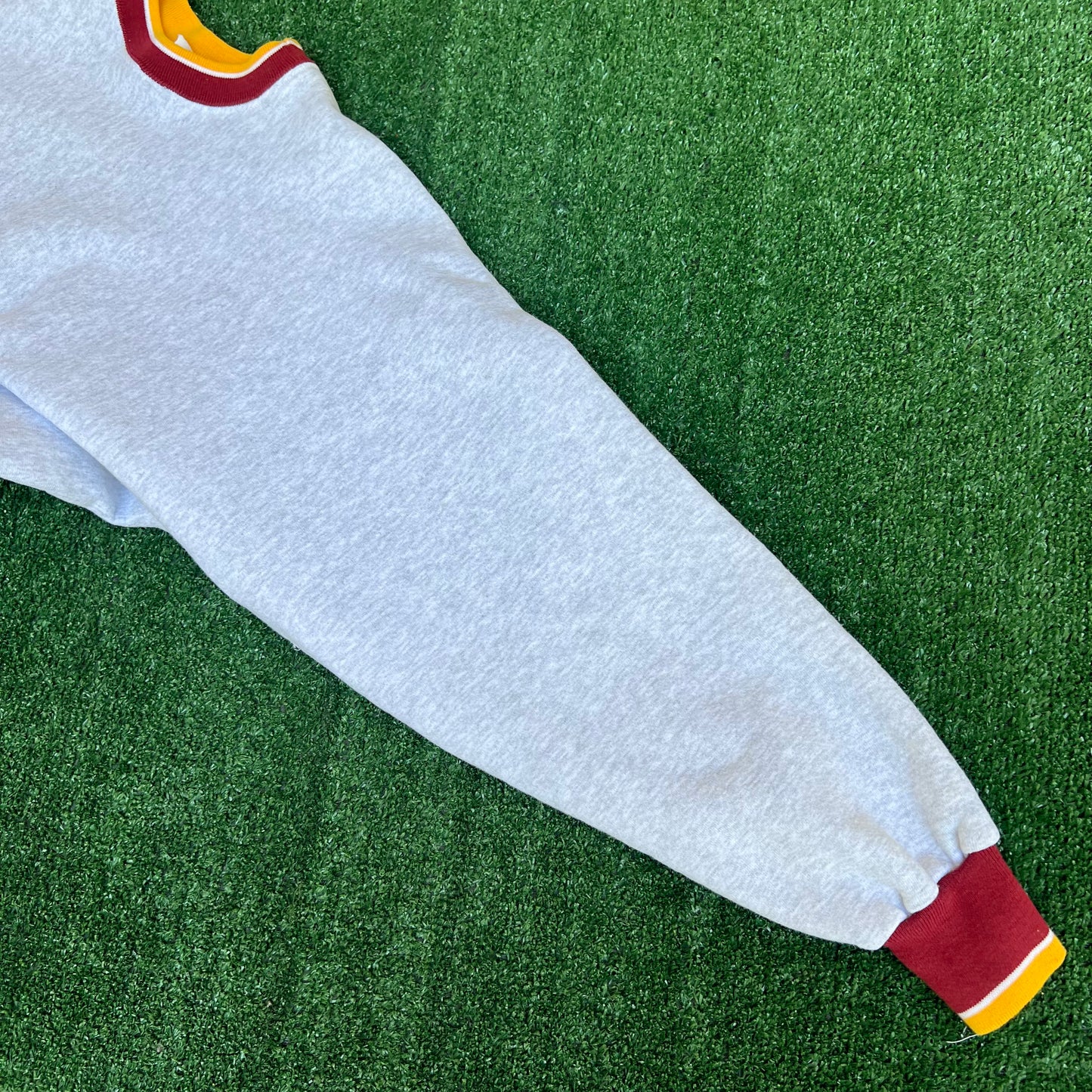 Vintage 90s Men's Legends Athletics Gray AOP Spellout Crewneck Sweatshirt Large