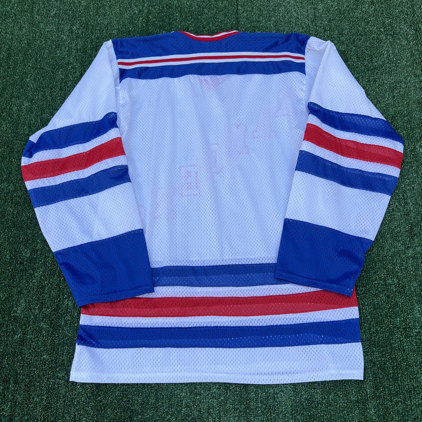 Vintage New York Rangers NHL Jersey Mens Large White Stitched Hockey USA 80s