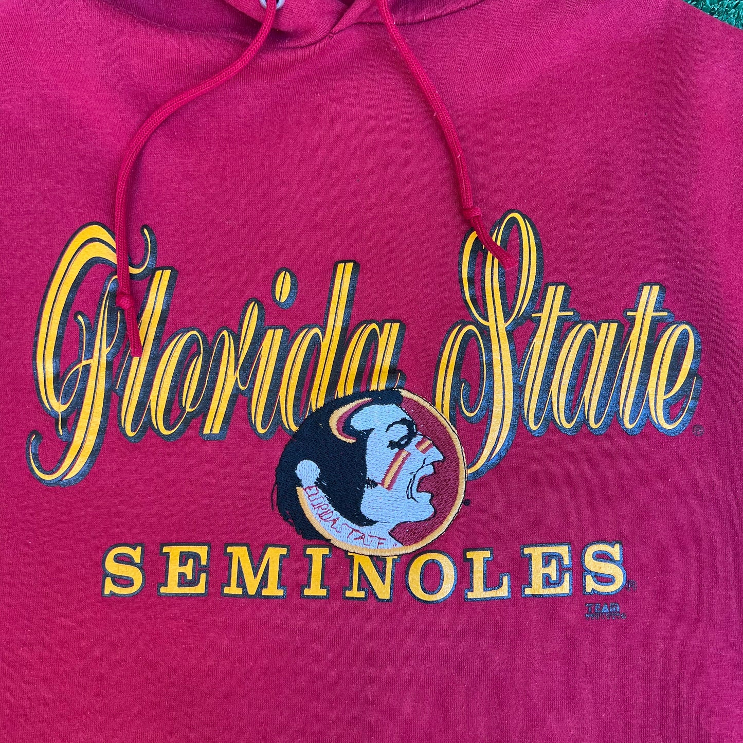 Vintage 90s Men's Florida State Seminoles FSU Embroidered Spellout Hoodie XL USA