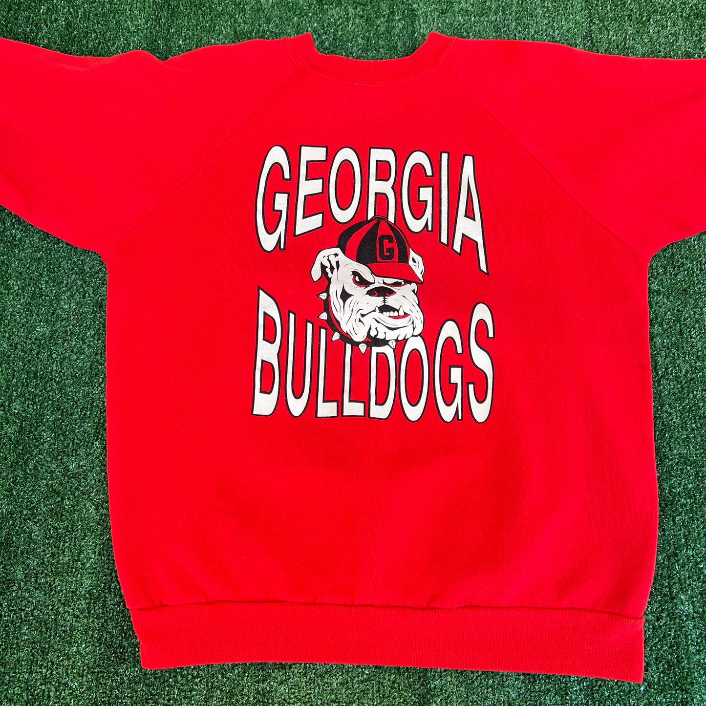 Vintage 70s 80s Men's Georgia Bulldogs UGA Red Raglan Crewneck Sweatshirt Large