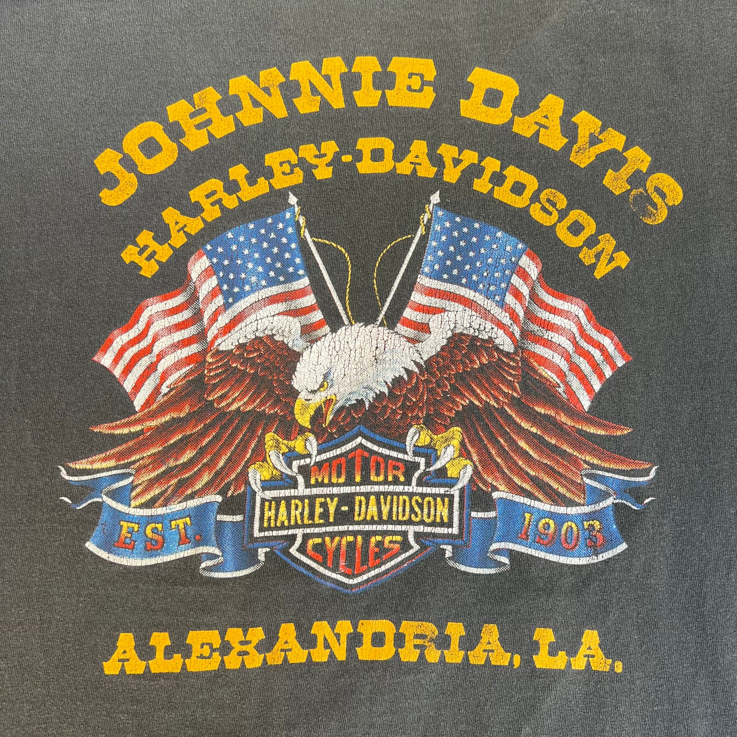 VTG 80s Harley-Davidson 3D Emblem Fade Black The Eagle Soars Alone LS T-Shirt XL