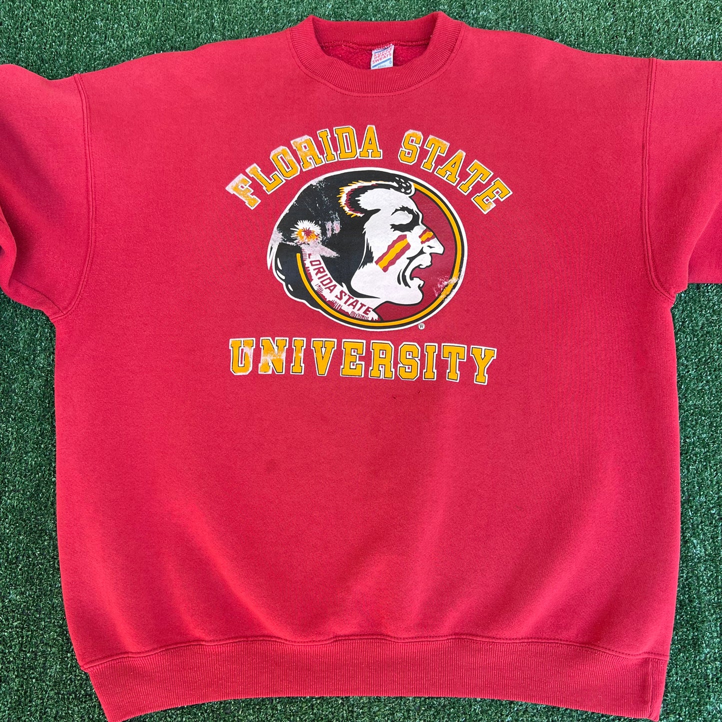 Vintage 90s Men's Soffe Florida State Seminoles FSU Red Crewneck Sweatshirt XL