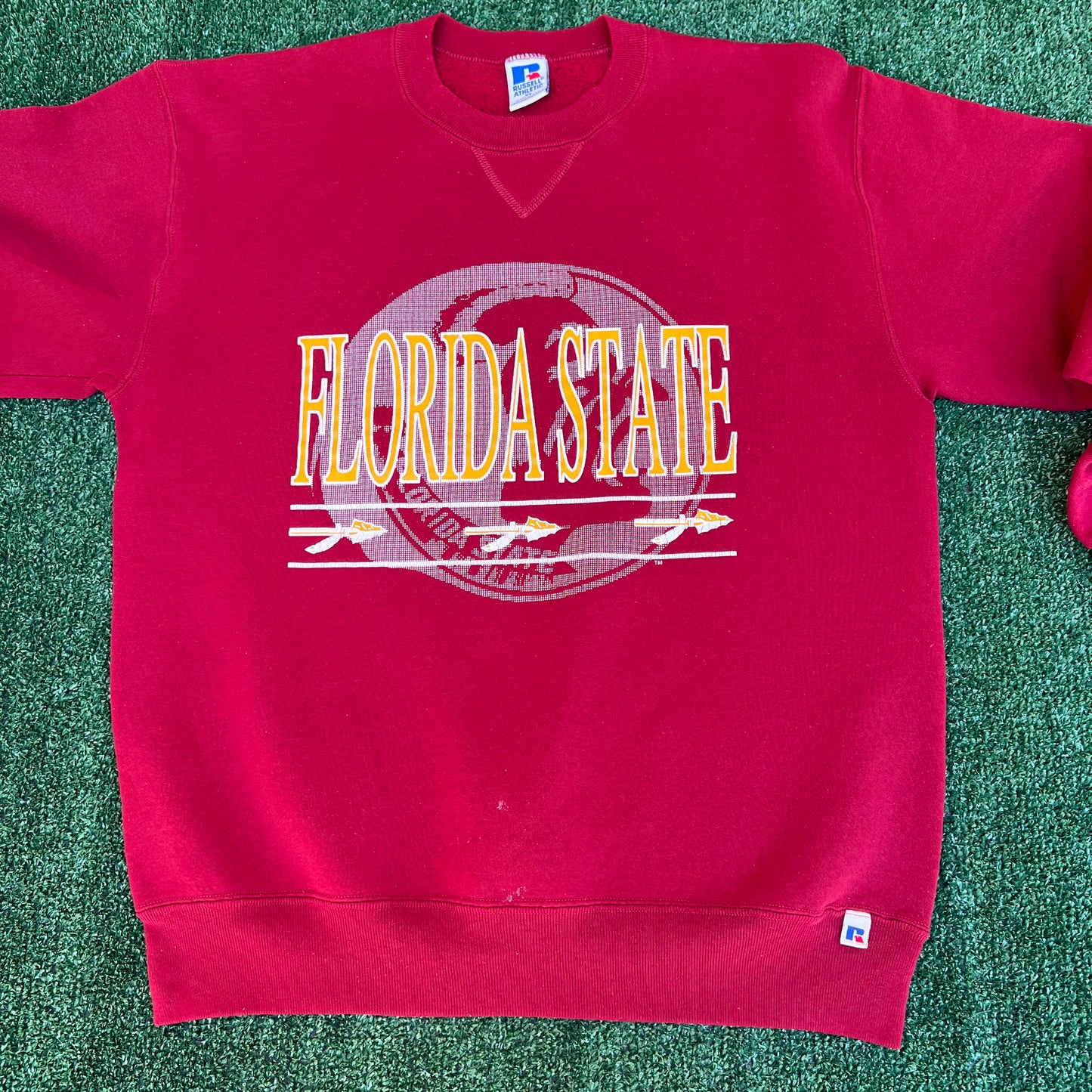Vintage 90s Men's Russell Athletic Florida State Seminoles FSU Red Sweatshirt XL