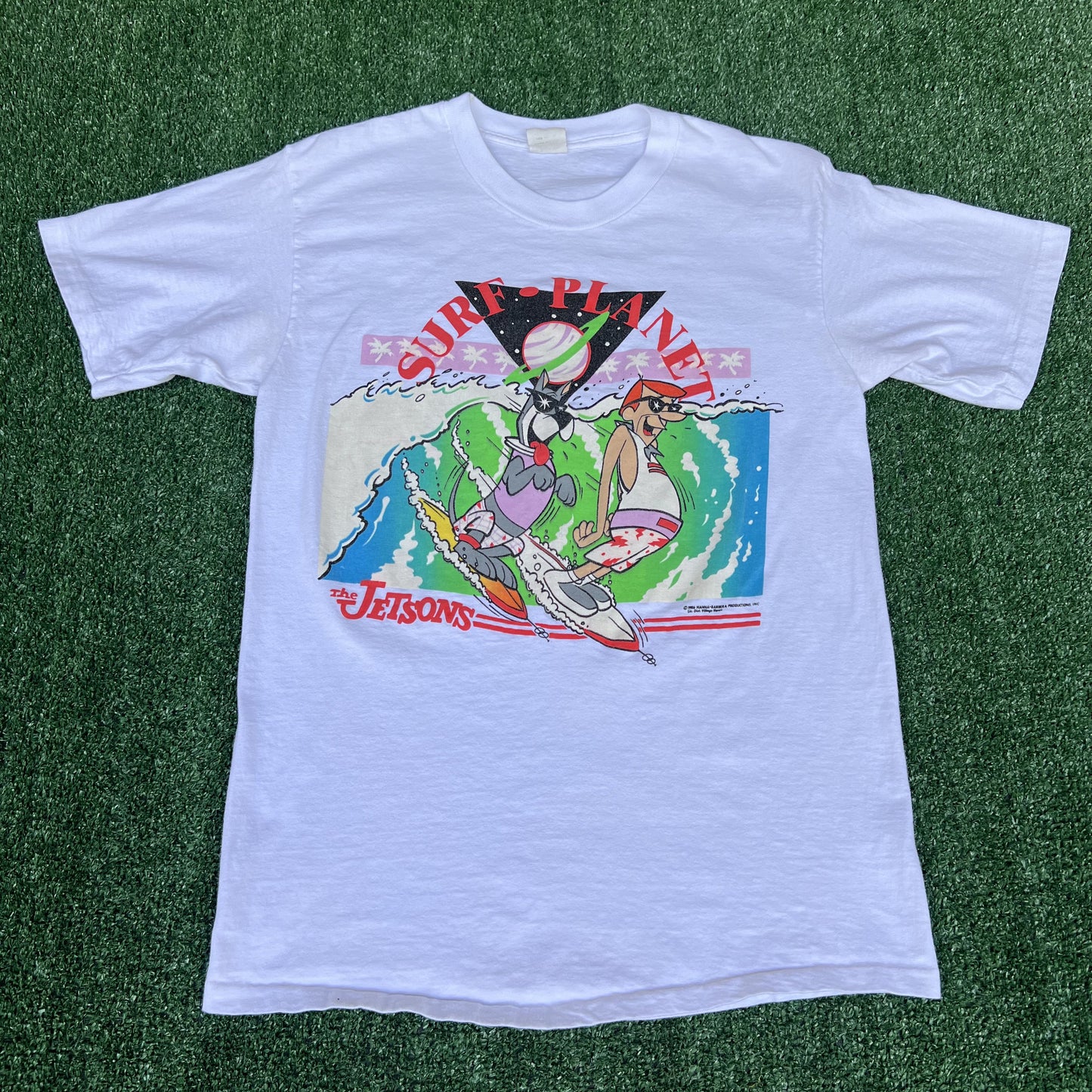 VTG 80s Men's The Jetsons Cartoon TV Show Promo Surf Planet White T-Shirt Medium