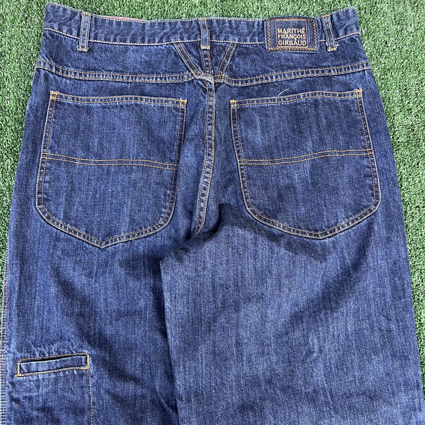 VTG Y2K Men Marithe Francois Girbaud MFG Indigo Blue Carpenter Baggy Jeans 36x30