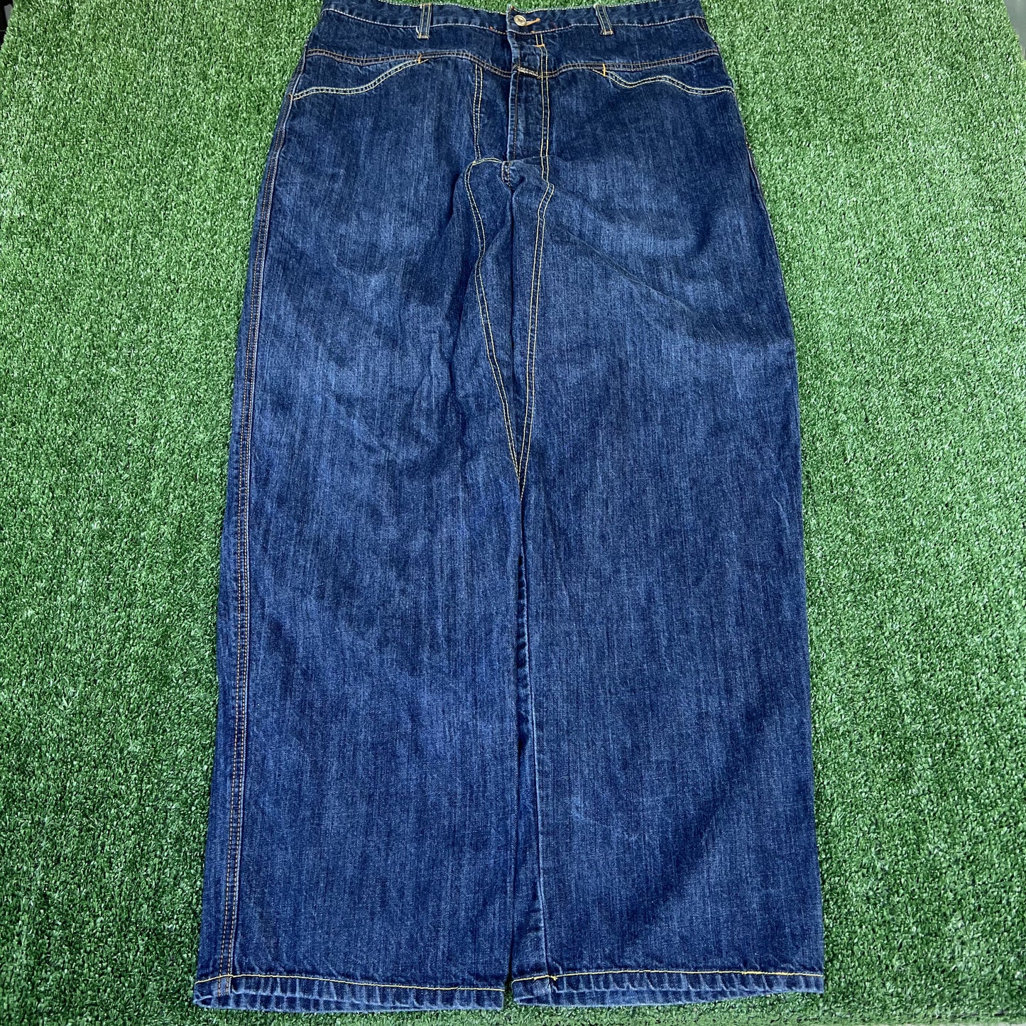 VTG Y2K Men Marithe Francois Girbaud MFG Indigo Blue Carpenter Baggy Jeans 36x30