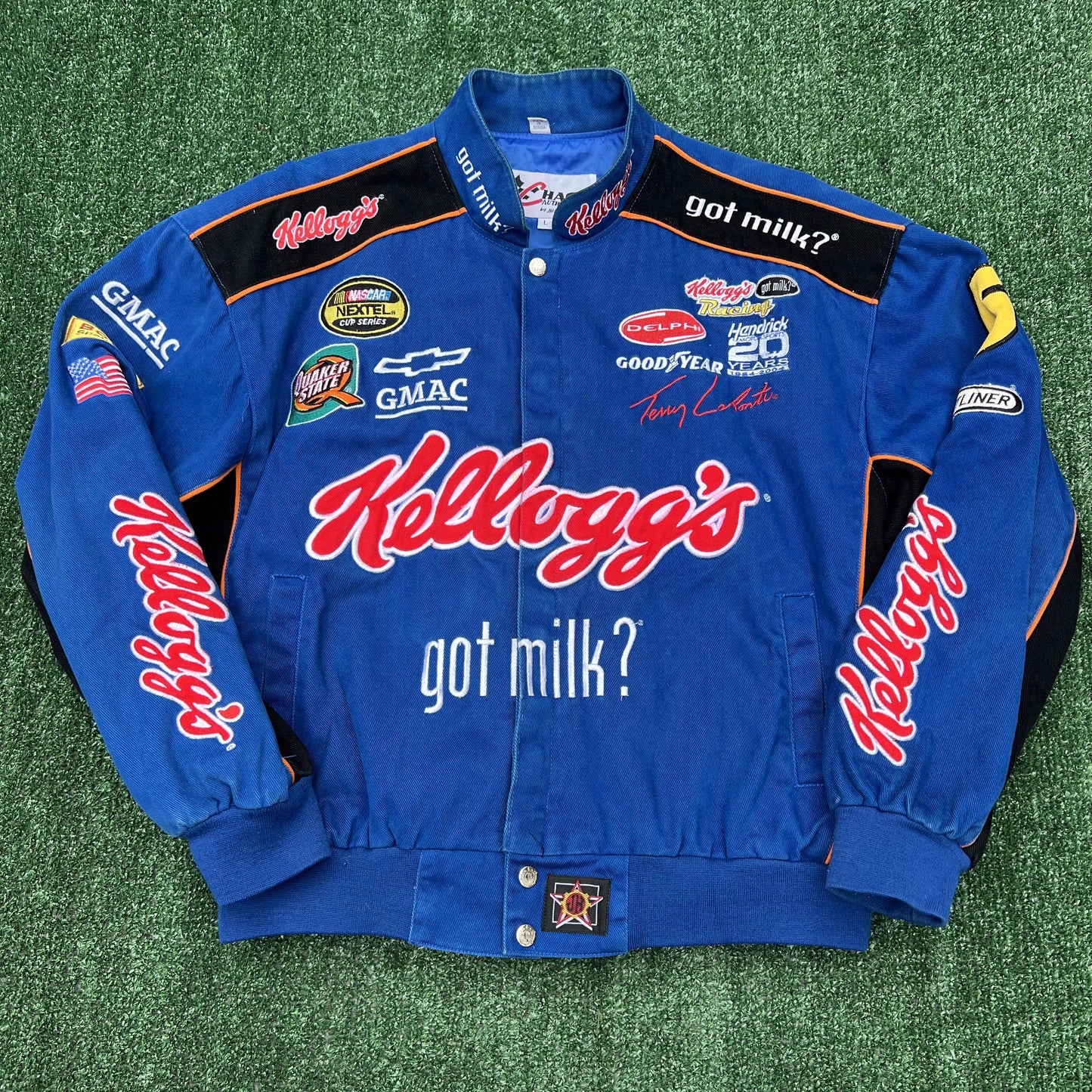 Vintage JH Design Kellogg’s NASCAR Jacket – Terry Labonte Racing Got Milk Blue Men’s Large Boxy Y2K