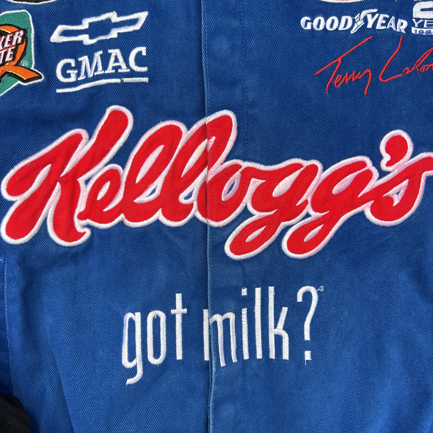 Vintage JH Design Kellogg’s NASCAR Jacket – Terry Labonte Racing Got Milk Blue Men’s Large Boxy Y2K