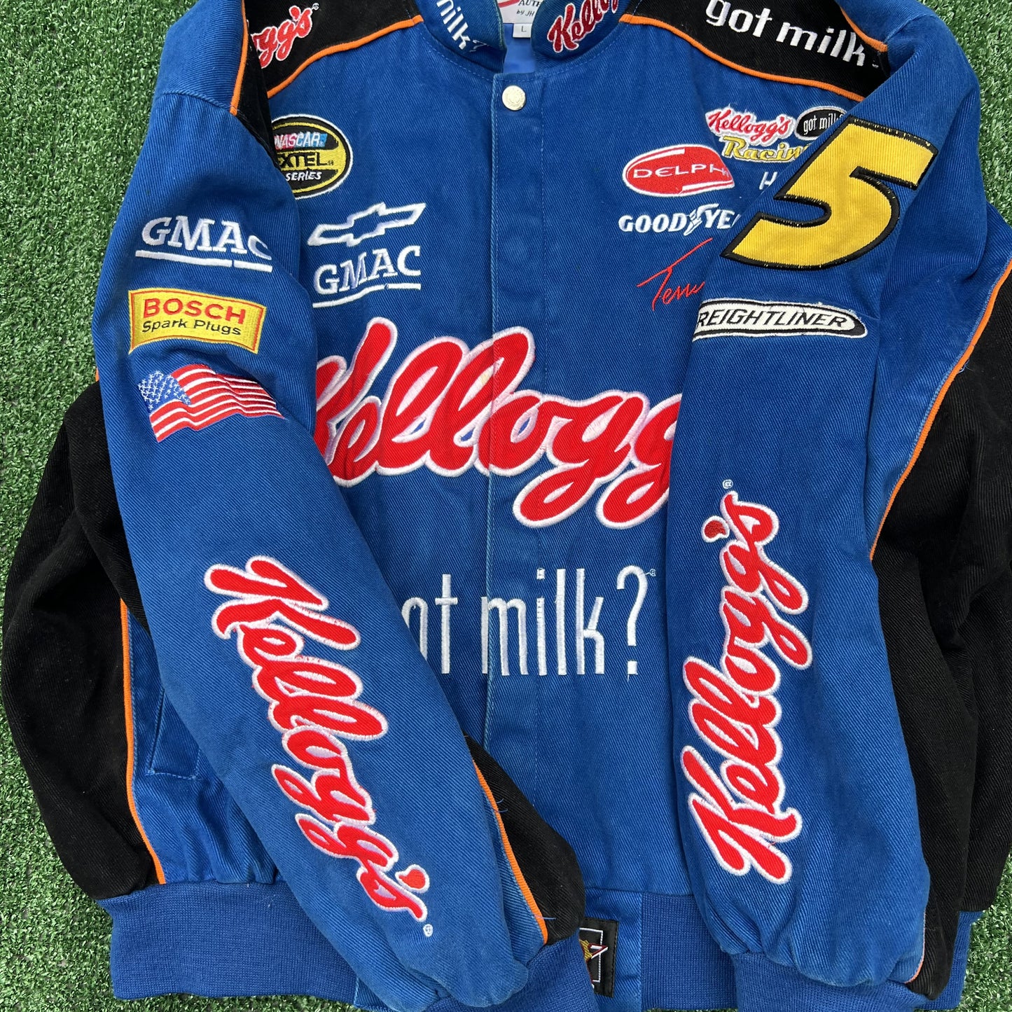 Vintage JH Design Kellogg’s NASCAR Jacket – Terry Labonte Racing Got Milk Blue Men’s Large Boxy Y2K