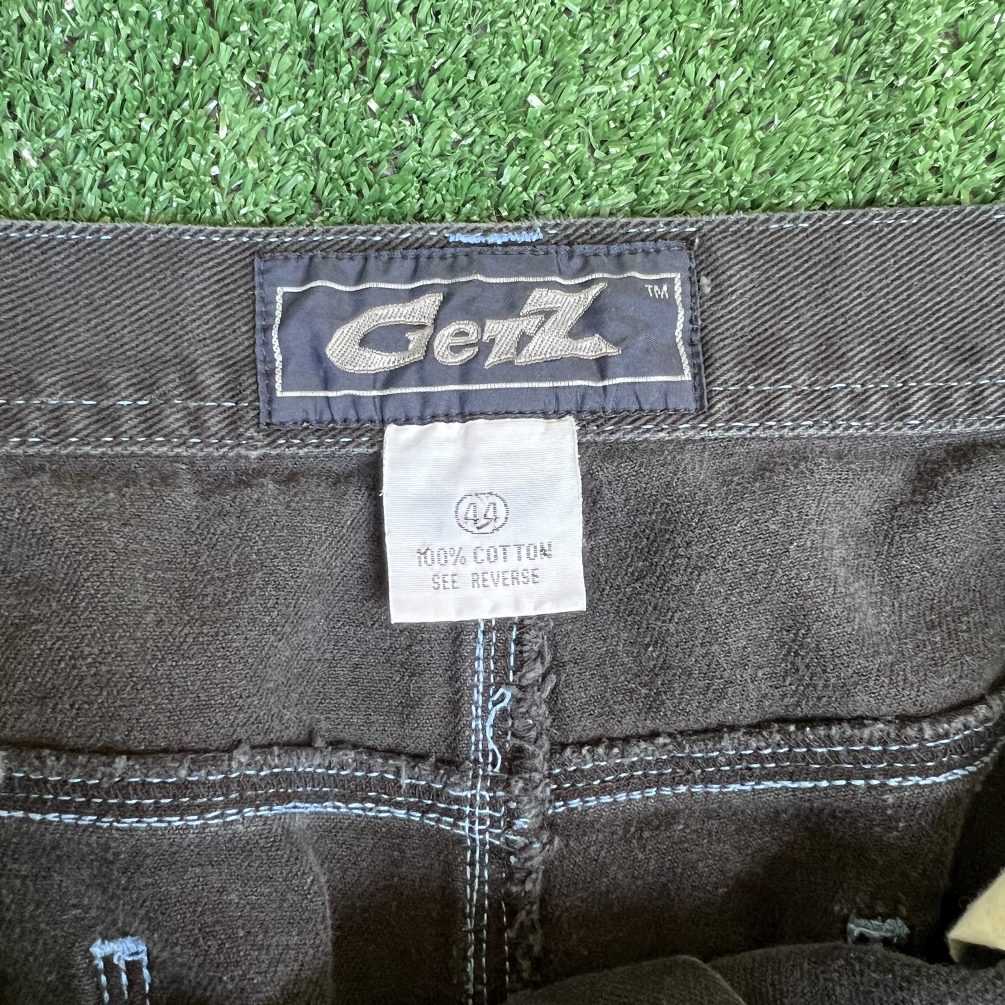 Vintage 90s Y2K GetZ Embroidered Wide-Leg Baggy Carpenter Black Jeans 40x30"