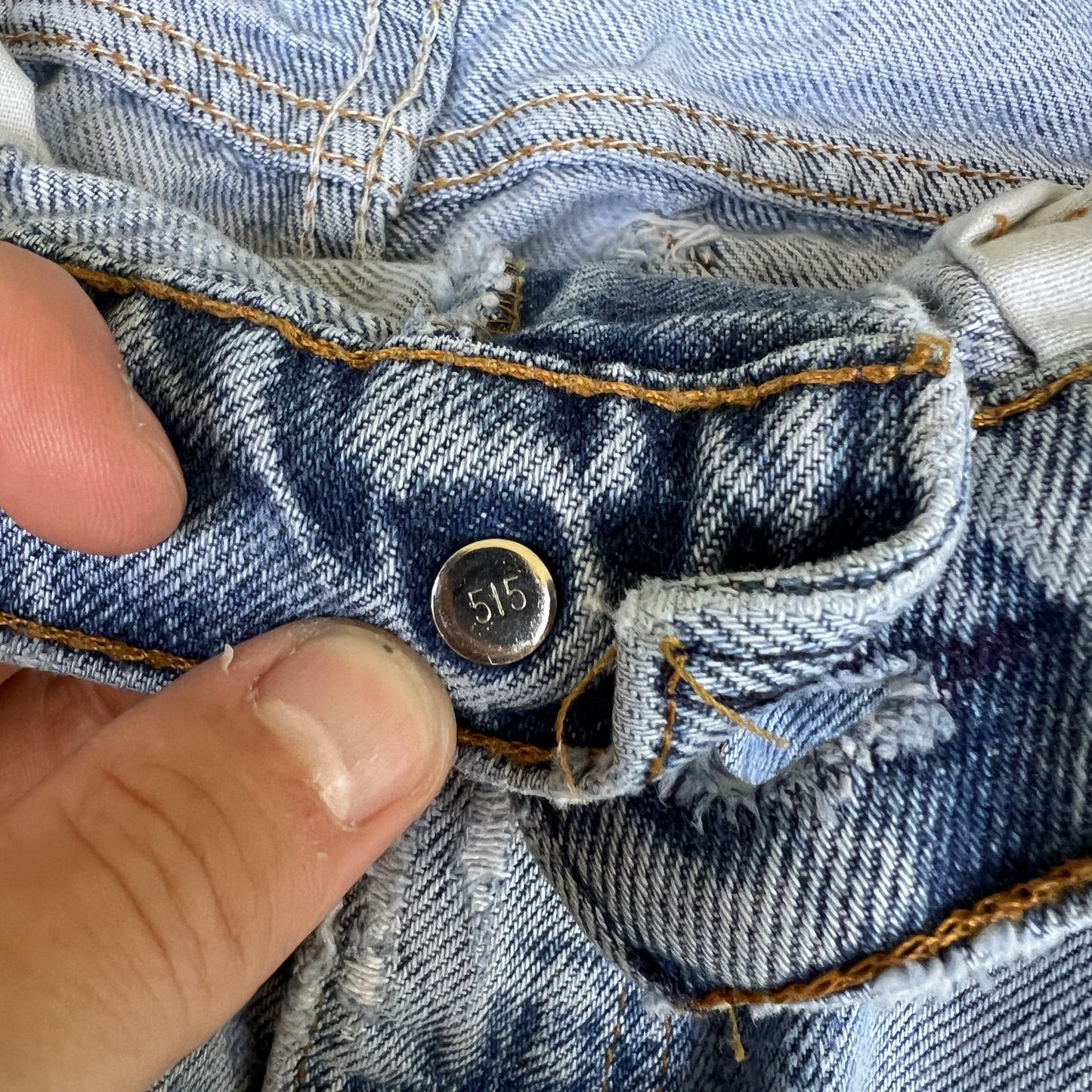 VTG 90s Levi's 505 Orange Tab Zip Fly Straight Leg Distressed Blue Jeans 33x32