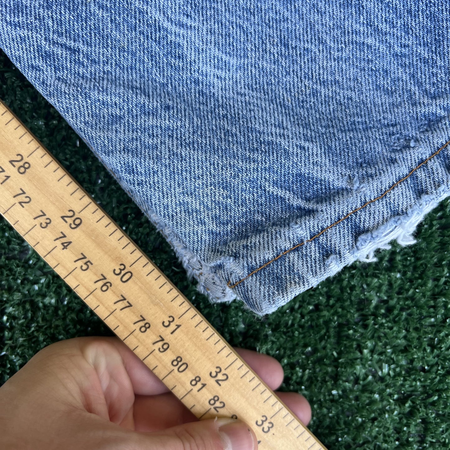 VTG 90s Levi's 505 Orange Tab Zip Fly Straight Leg Distressed Blue Jeans 33x32