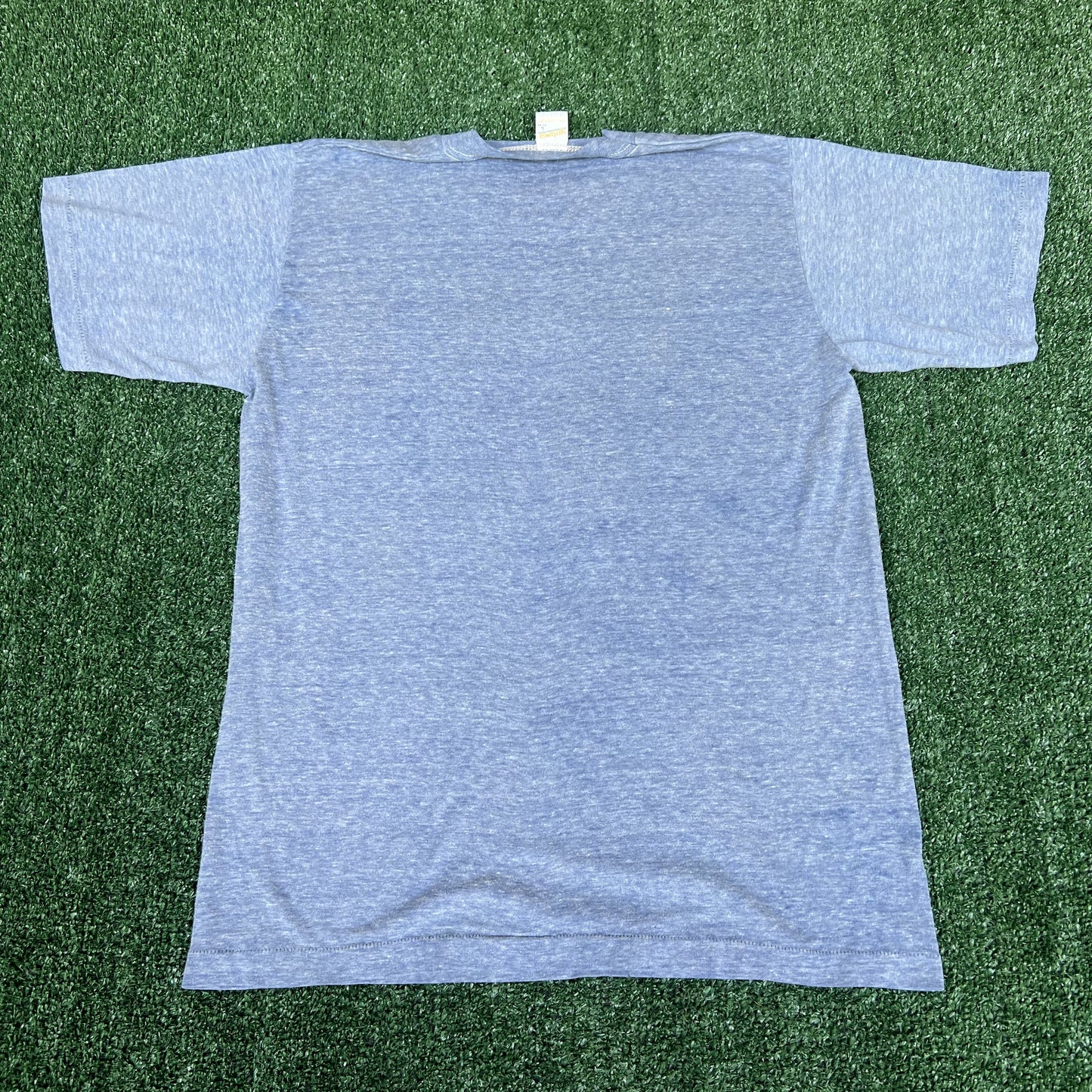 Vintage 80s Funny Sexual Joke Quote I Survived a Gang Bang Blue T-Shirt Medium