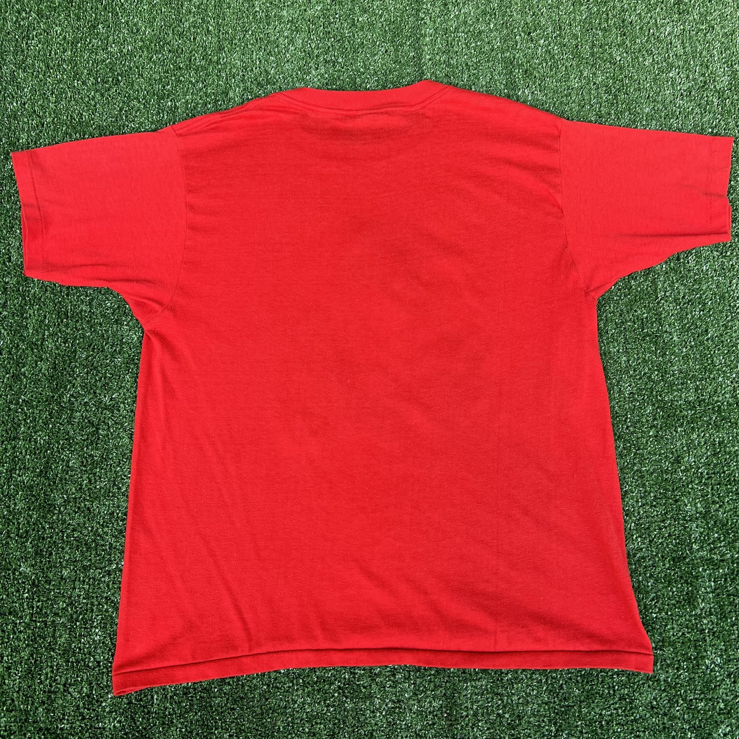 VTG 80s Mens Harley Davidson 3D Emblem Eagle Lightning Red T-Shirt Large 19x24"