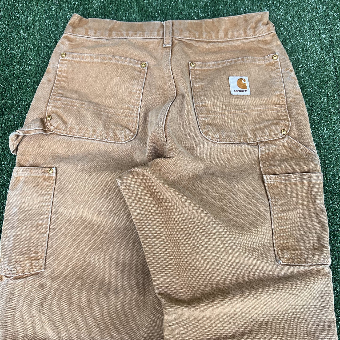 Men's Carhartt B01 BRN Double Knee Canvas Carpenter Faded Brown Pants 30x32 USA