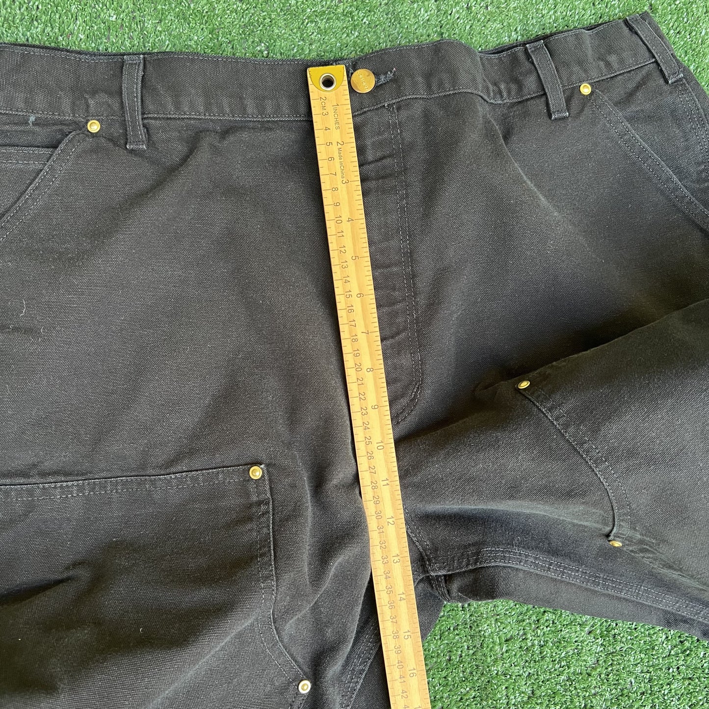VTG Men Carhartt B01 BLK Double Knee Carpenter Canvas Wide-Leg Black Pants 40x31