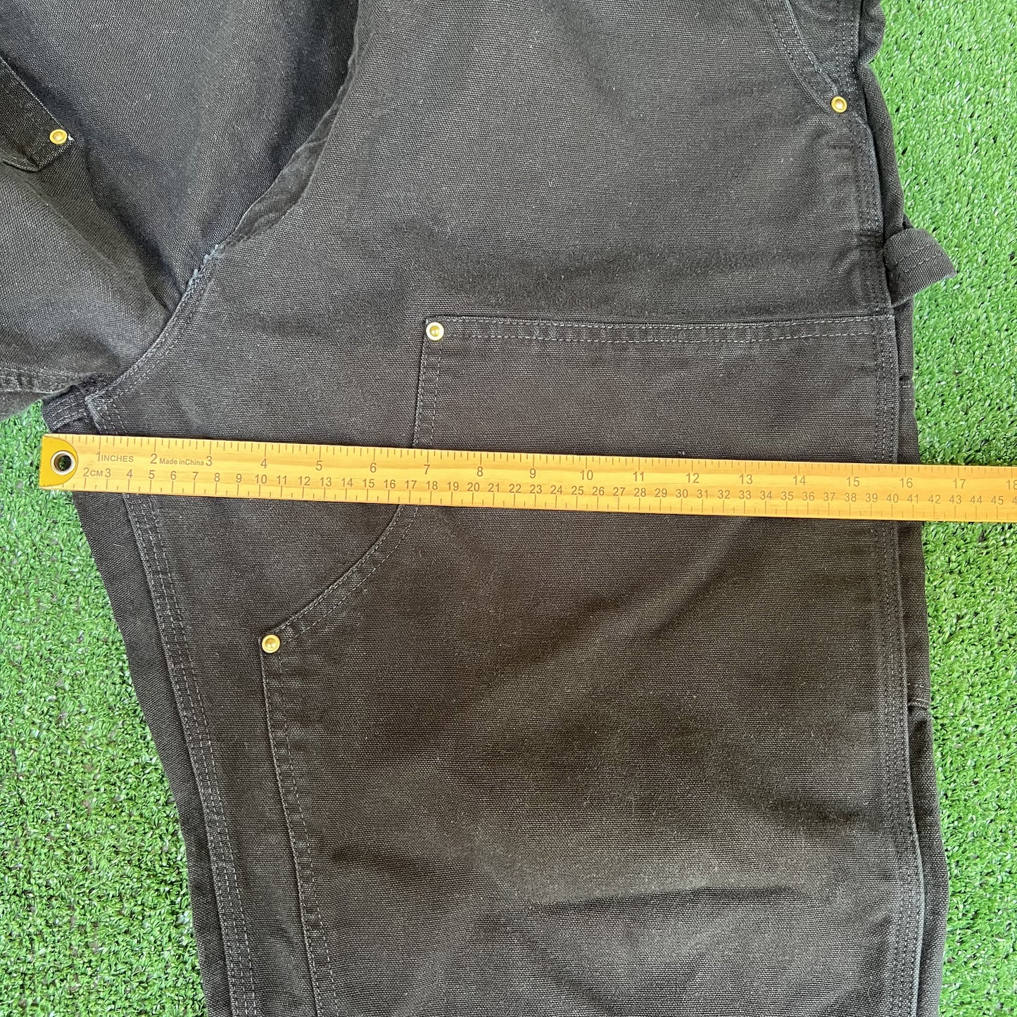 VTG Men Carhartt B01 BLK Double Knee Carpenter Canvas Wide-Leg Black Pants 40x31