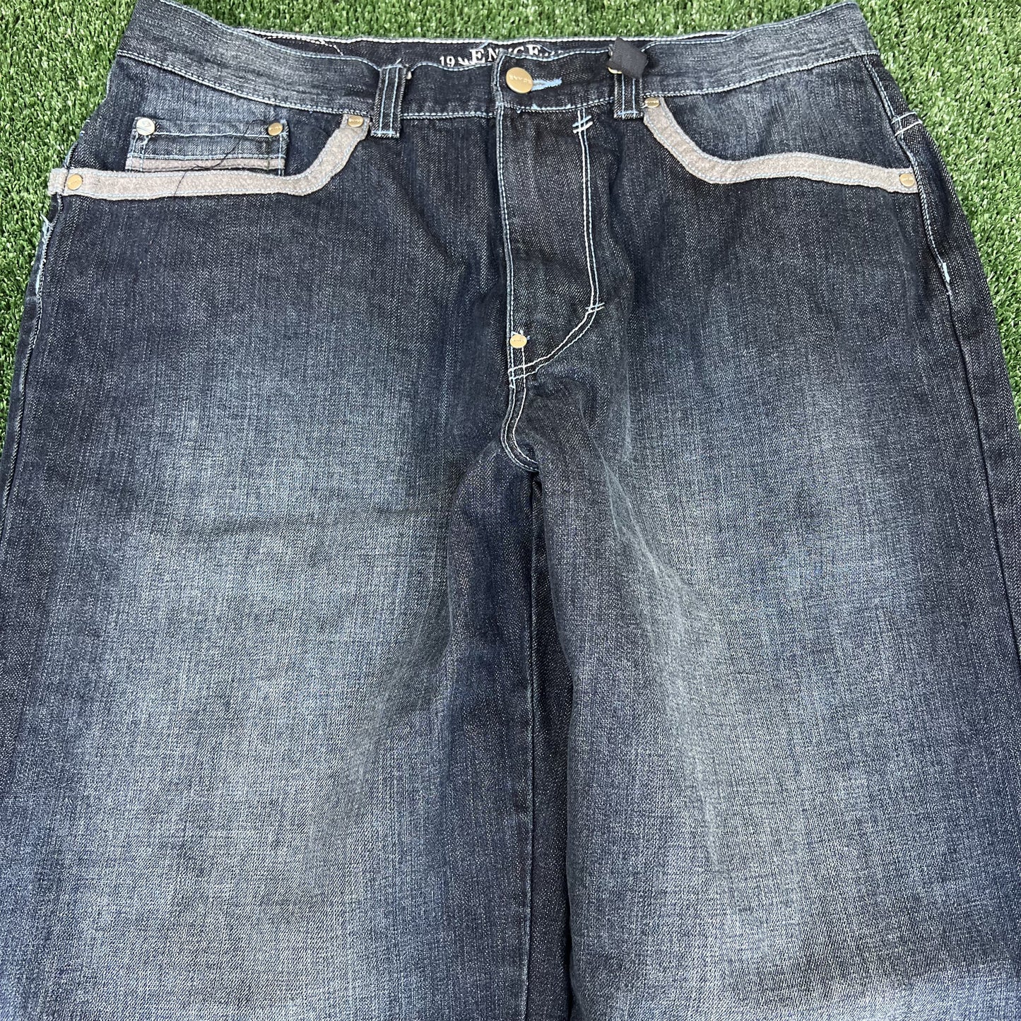 Vintage Y2K Men's Enyce Indigo Baggy Wide-Leg Hip Hop Blue Jeans 36x32