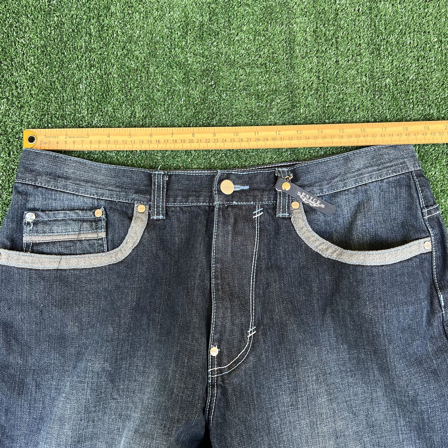 Vintage Y2K Men's Enyce Indigo Baggy Wide-Leg Hip Hop Blue Jeans 36x32