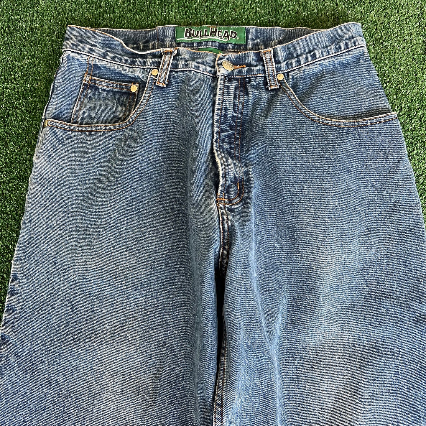 90s Y2K Bullhead Pipes Wide-Leg Blue Jeans - 32x29" 23" Opens