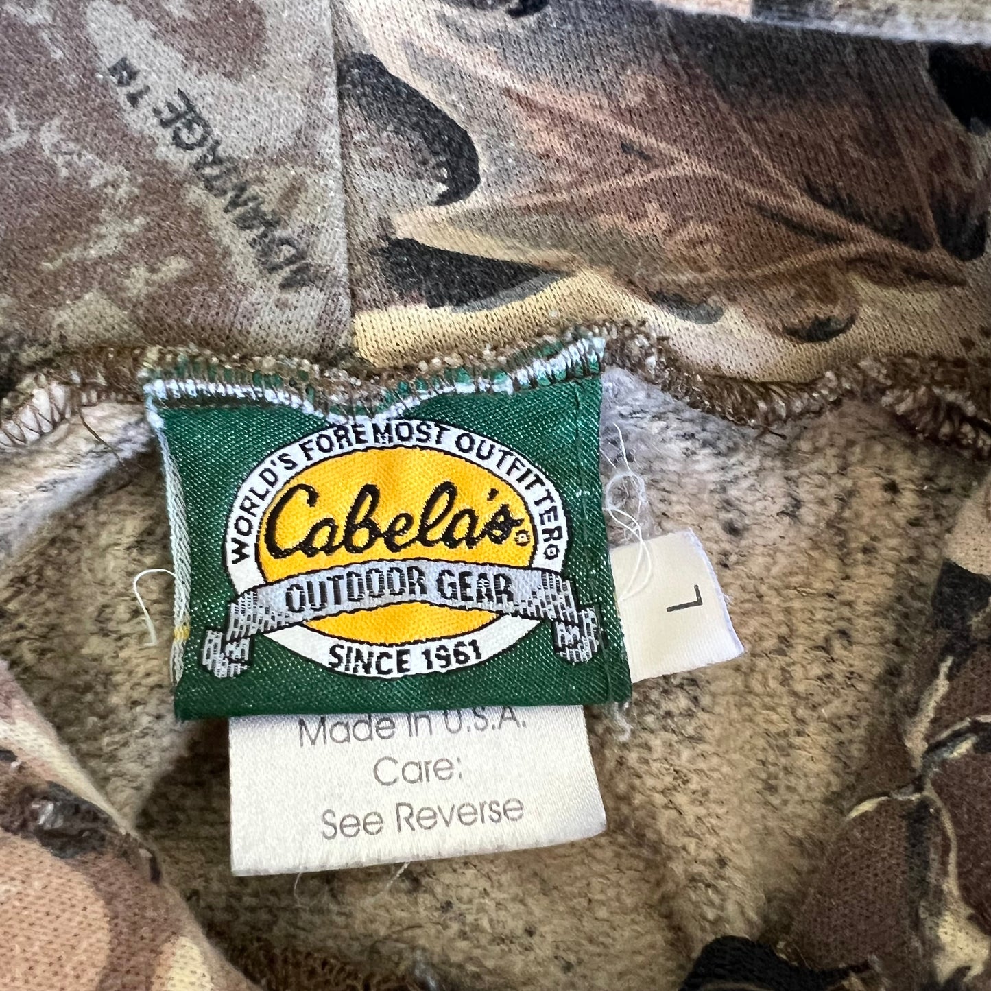 90s Cabela's Realtree Camouflage Full Zip Hoodie USA Made - Large  23x27"