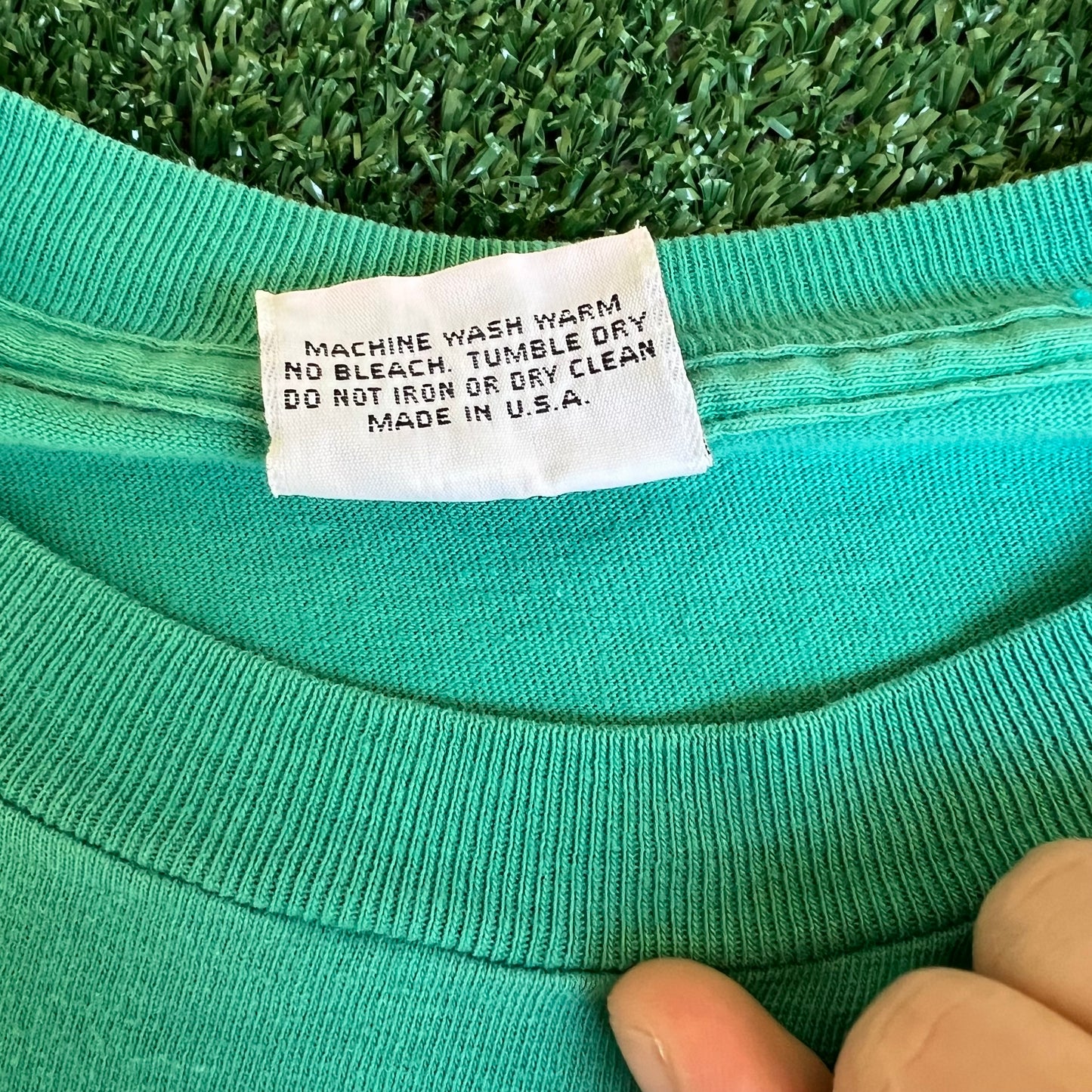 VTG 80s Men's Ron Jon Surf Shop Teal Green Long Sleeve Pocket T-Shirt XL 23x25.5