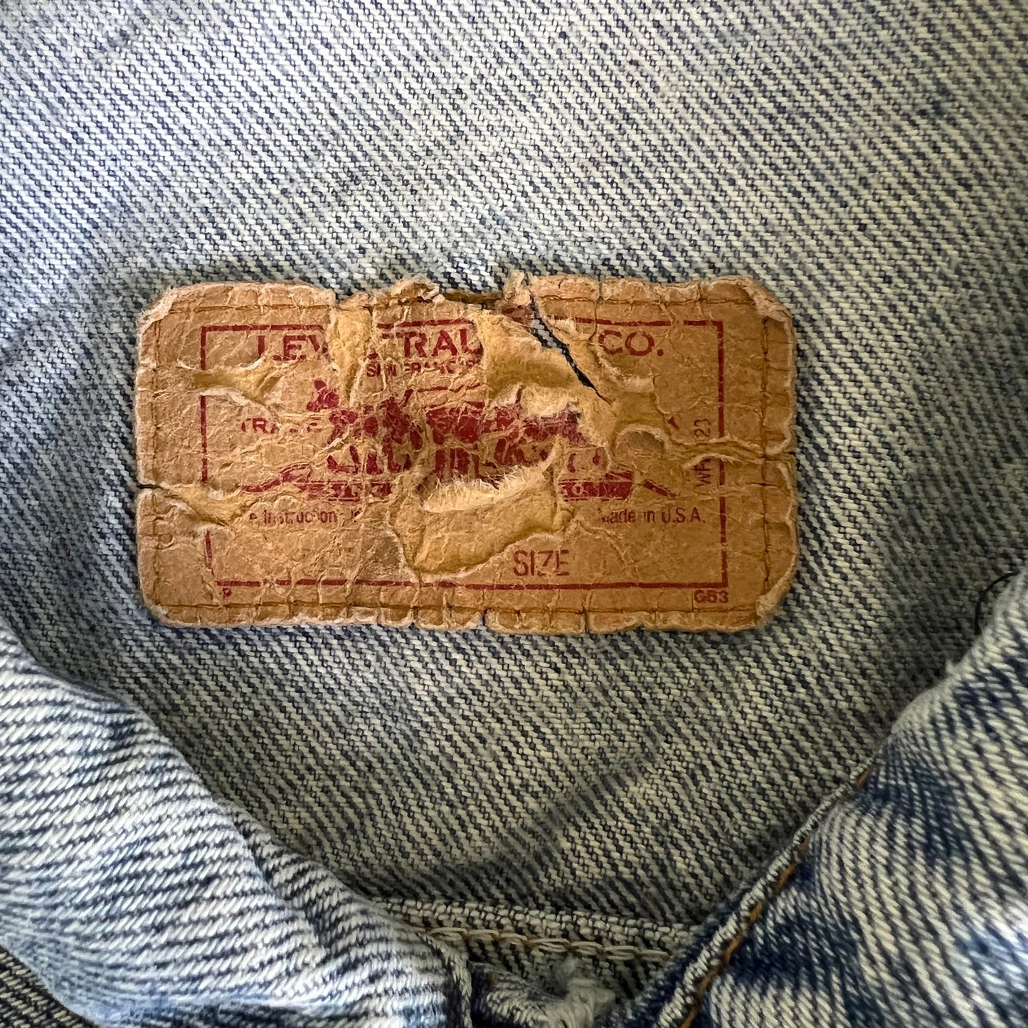 80s Levi's Type 3 Trucker USA Made Acid Wash Blue Jean Jacket - Large
