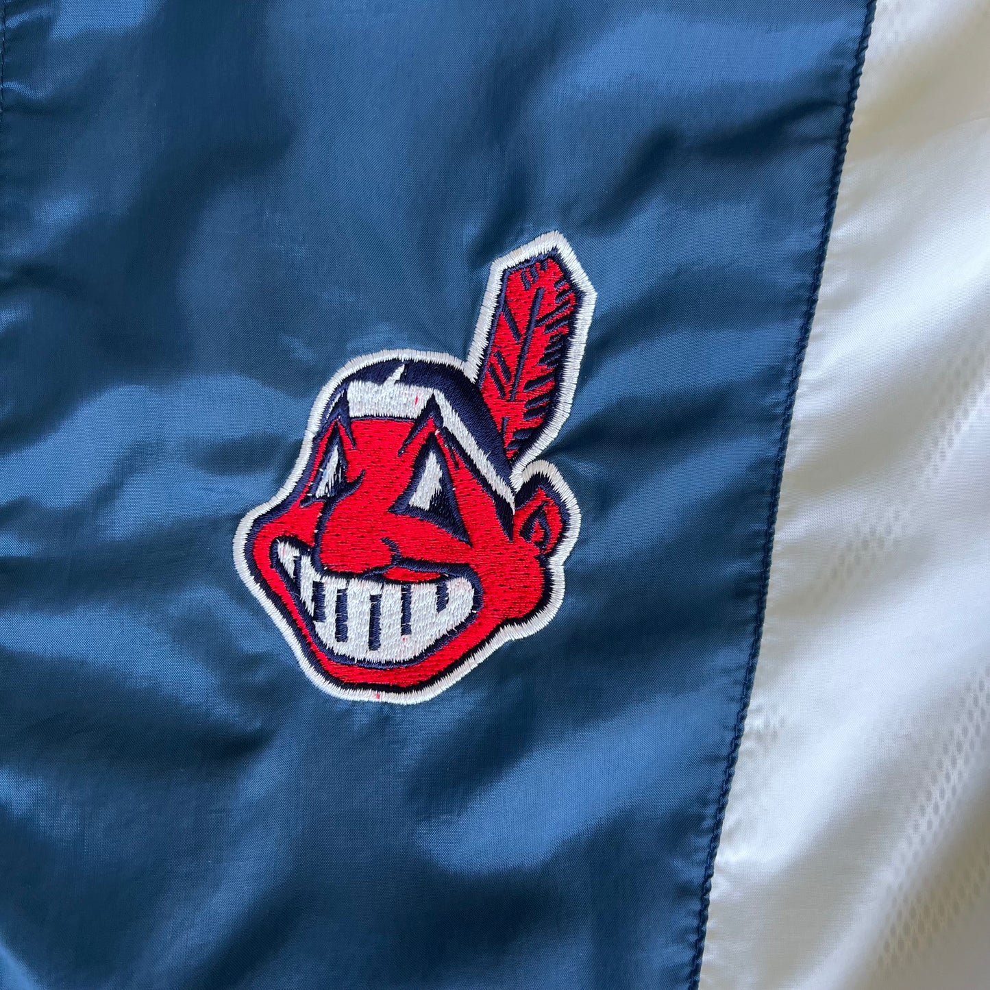 90s Starter MLB Cleveland Indians Navy Blue Zip-Up Windbeaker Jacket - Large