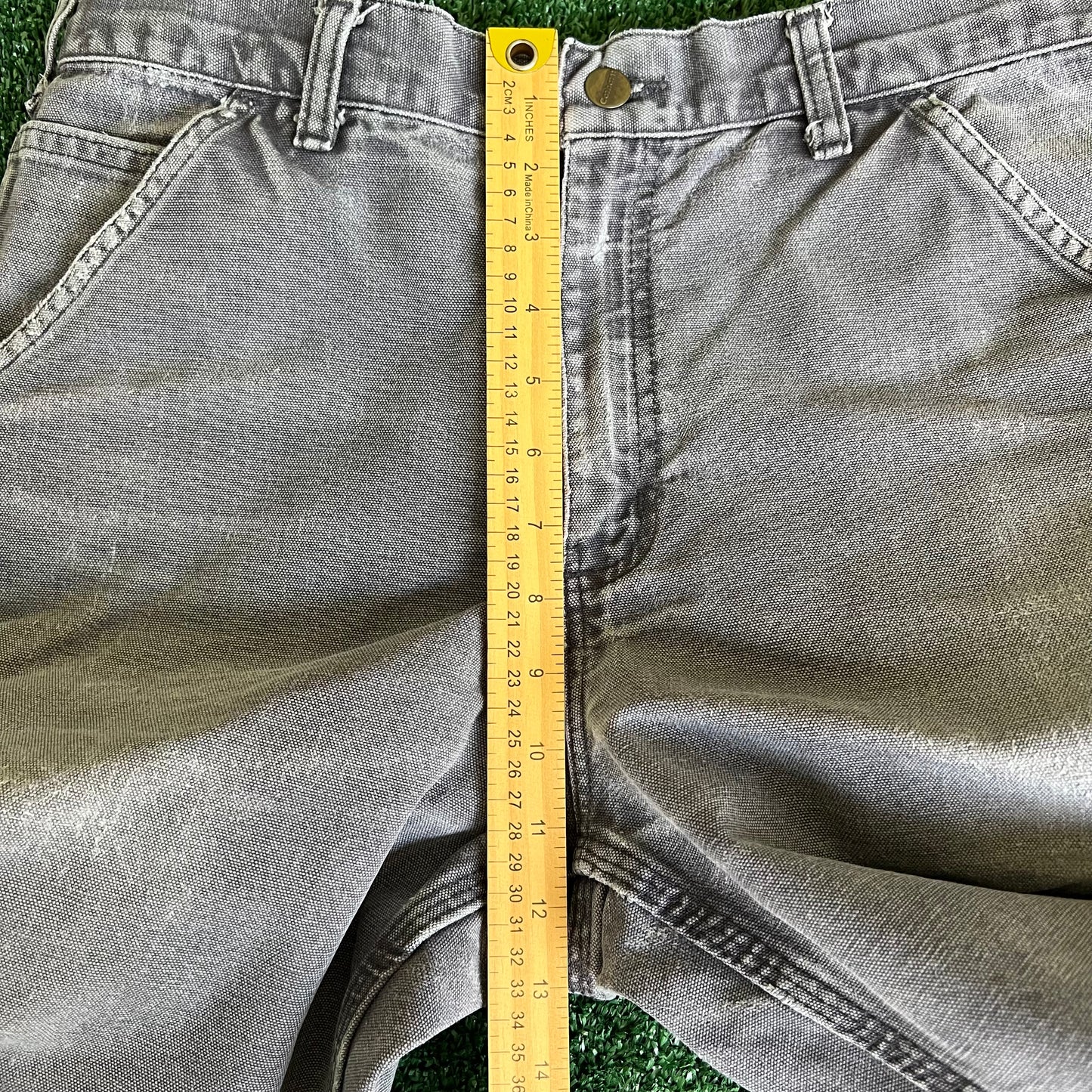 Y2K Carhartt B11 PTB Faded Gray Baggy Carpenter Canvas Pants - 33x29 18" Openings