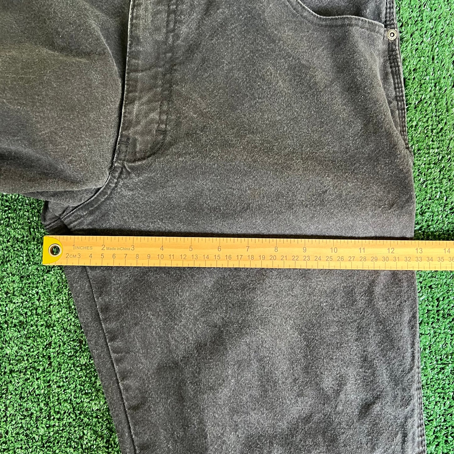 Dickies Carpenter Baggy Faded Black Canvas Pants - 35x32" 18" Openings
