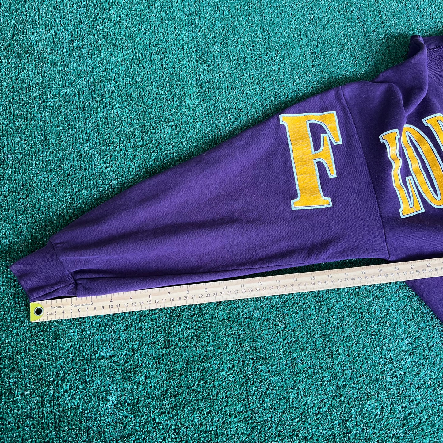 90s Florida State Seminoles FSU AOP Spellout Dark Purple Sweatshirt - Large