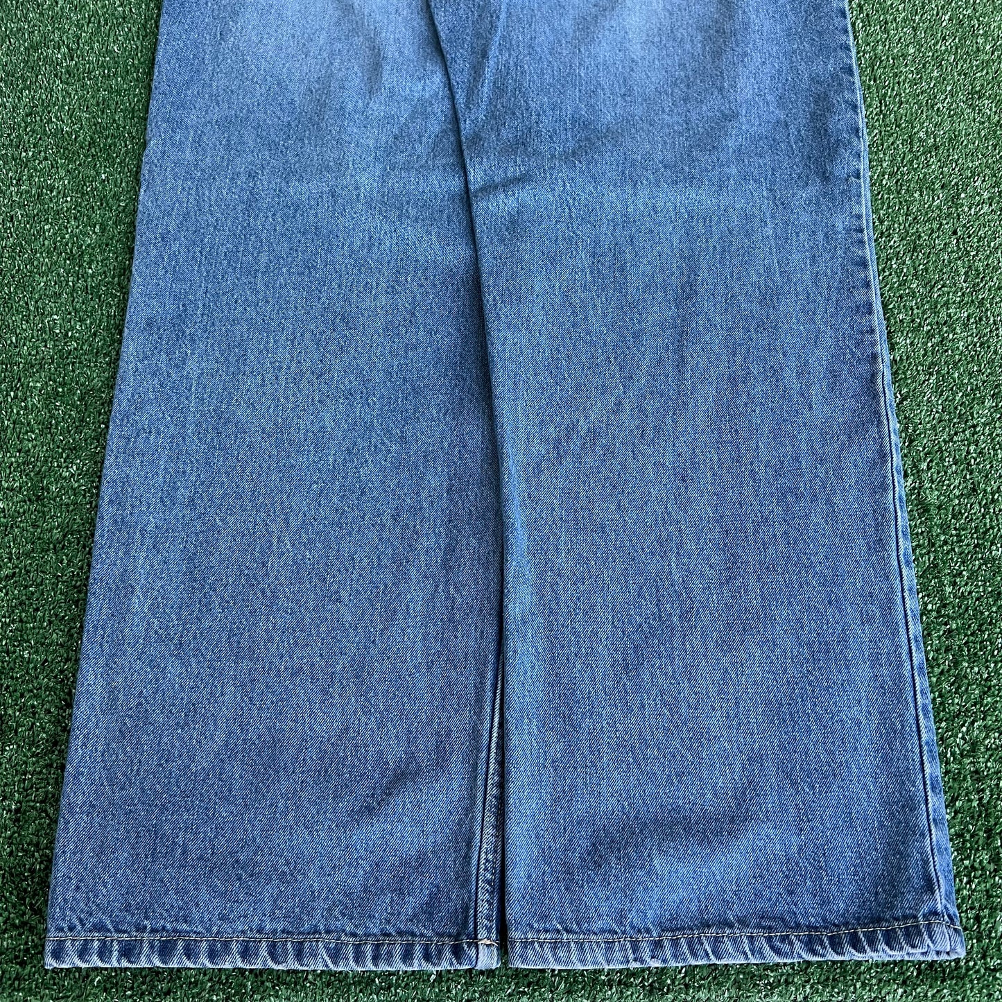 Y2K Bad Boy Records Blue Baggy Wide-Leg Jeans - 37x33.5" 20" Opening